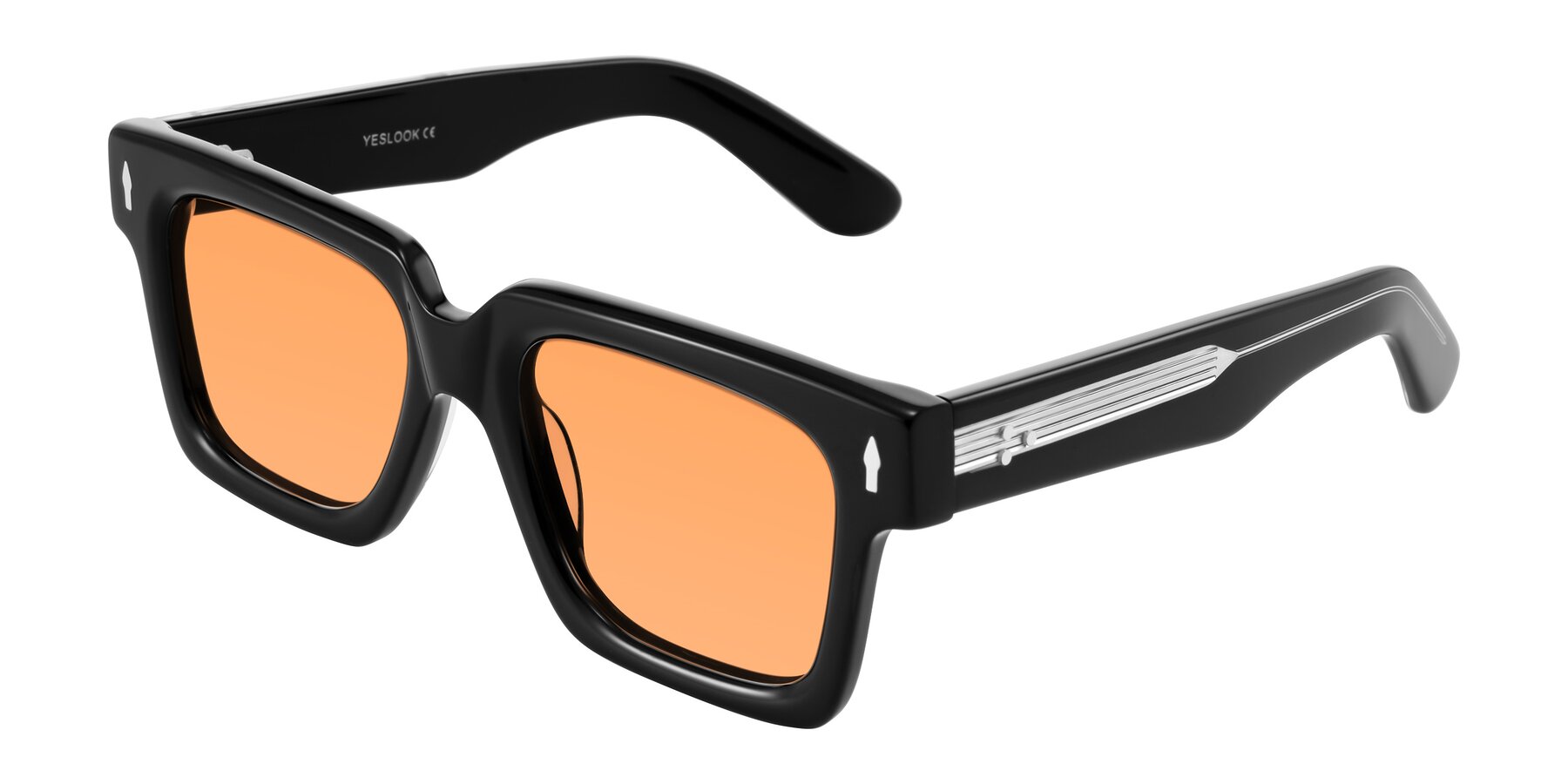 Angle of Phamn in Black with Medium Orange Tinted Lenses