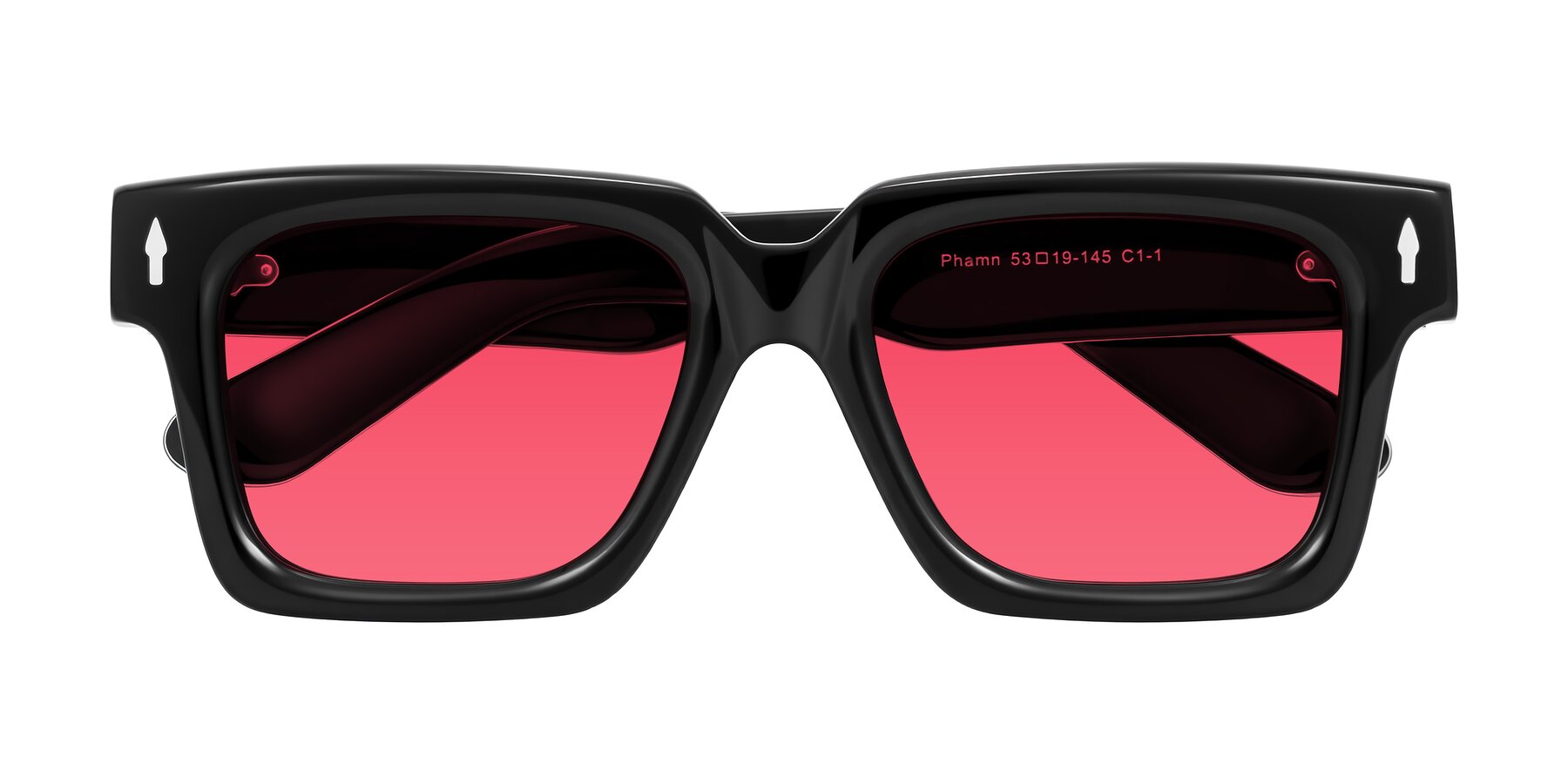 Folded Front of Phamn in Black with Red Tinted Lenses