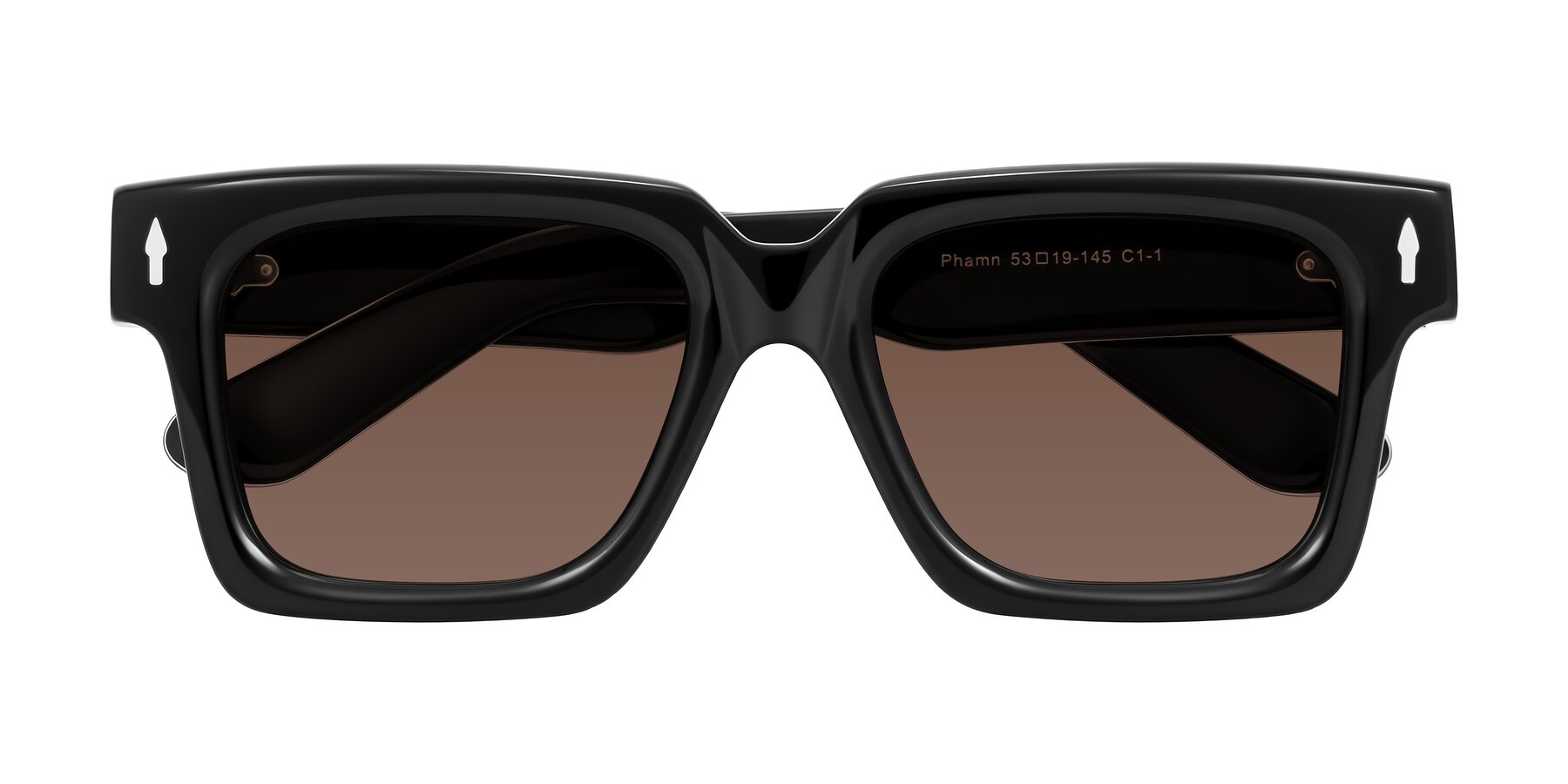 Folded Front of Phamn in Black with Brown Tinted Lenses