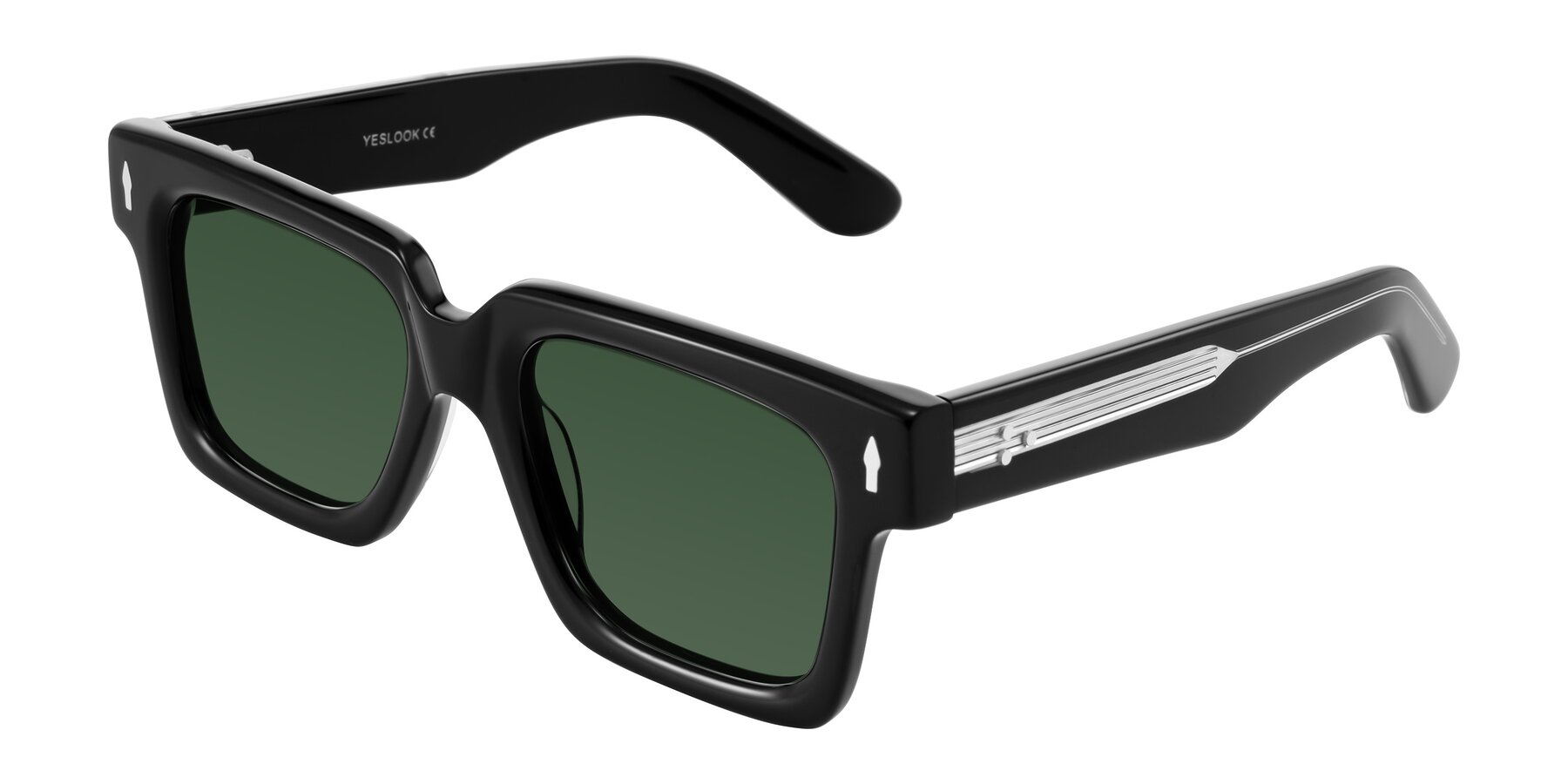 Angle of Phamn in Black with Green Tinted Lenses