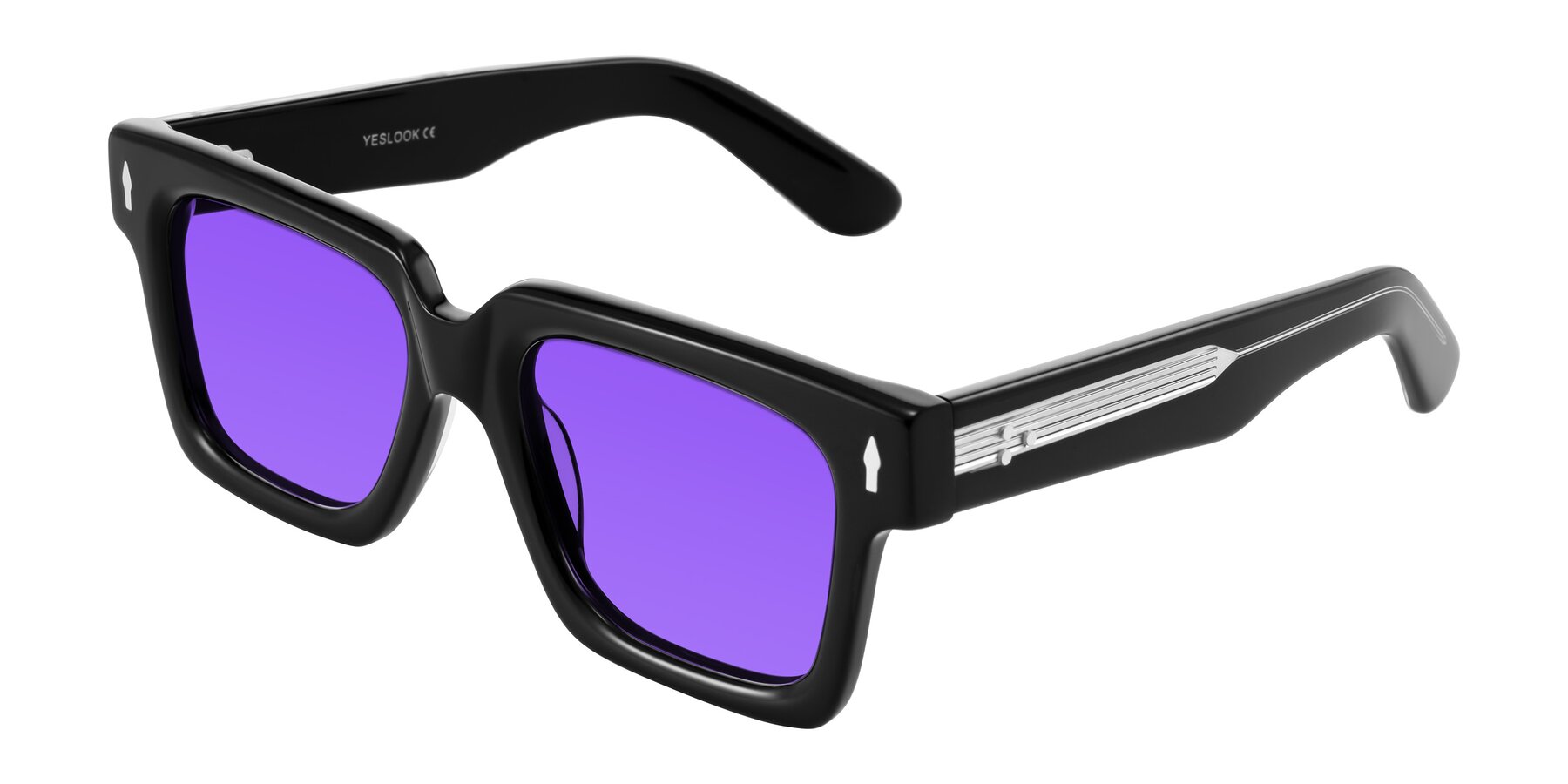 Angle of Phamn in Black with Purple Tinted Lenses