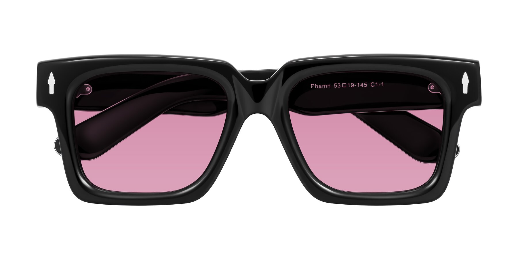 Folded Front of Phamn in Black with Medium Wine Tinted Lenses