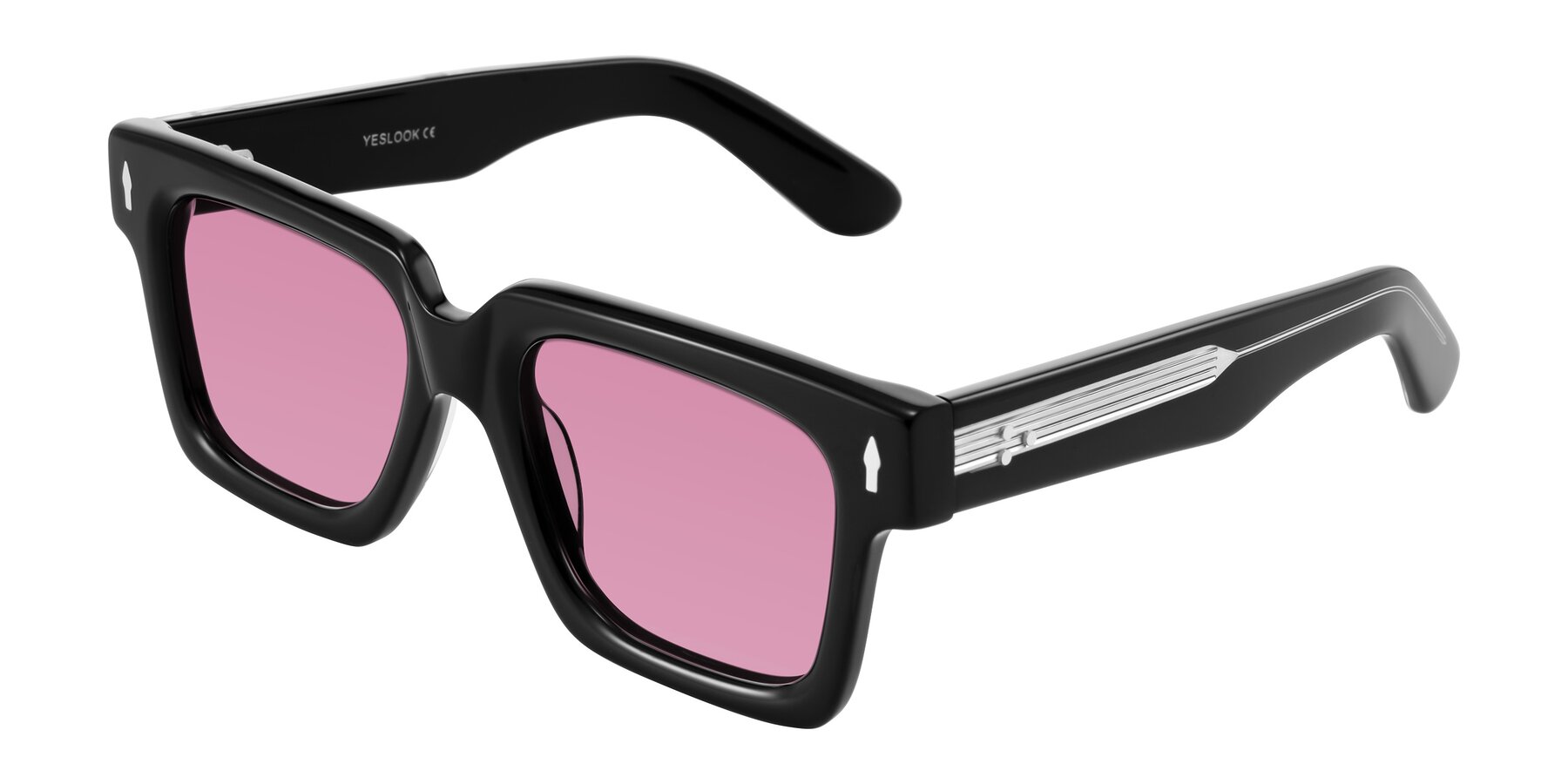 Angle of Phamn in Black with Medium Wine Tinted Lenses
