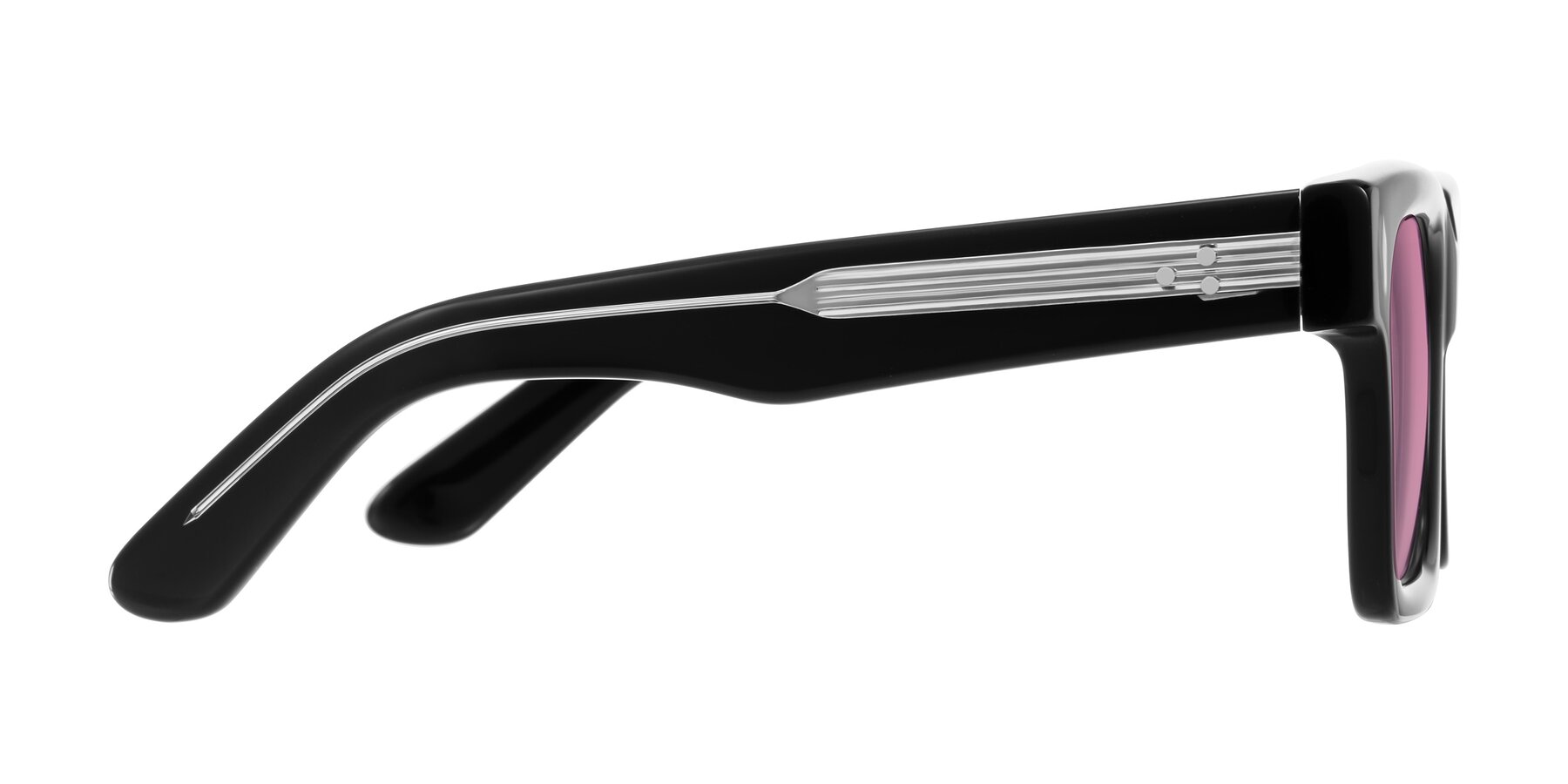 Side of Phamn in Black with Medium Wine Tinted Lenses