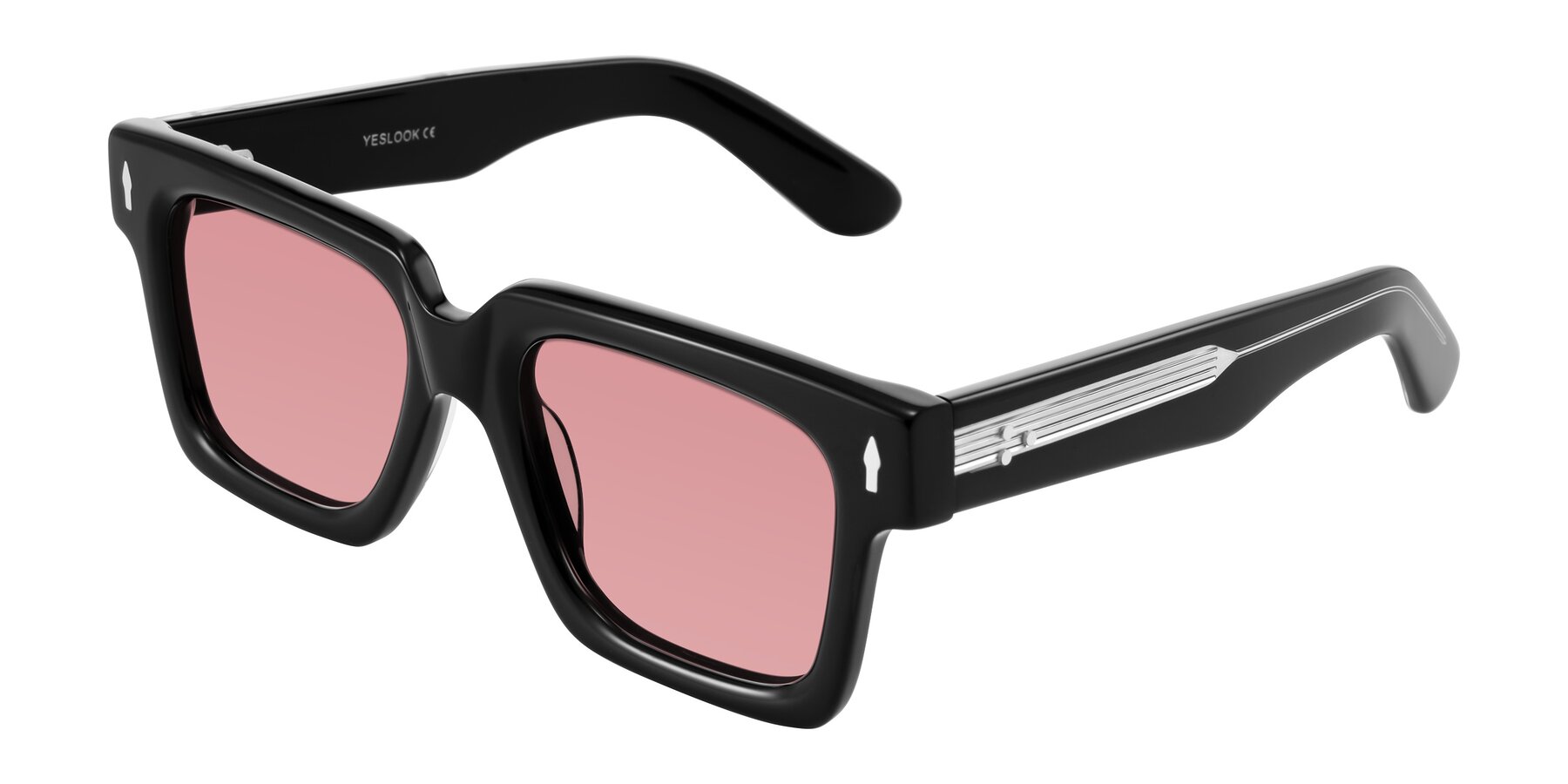 Angle of Phamn in Black with Medium Garnet Tinted Lenses