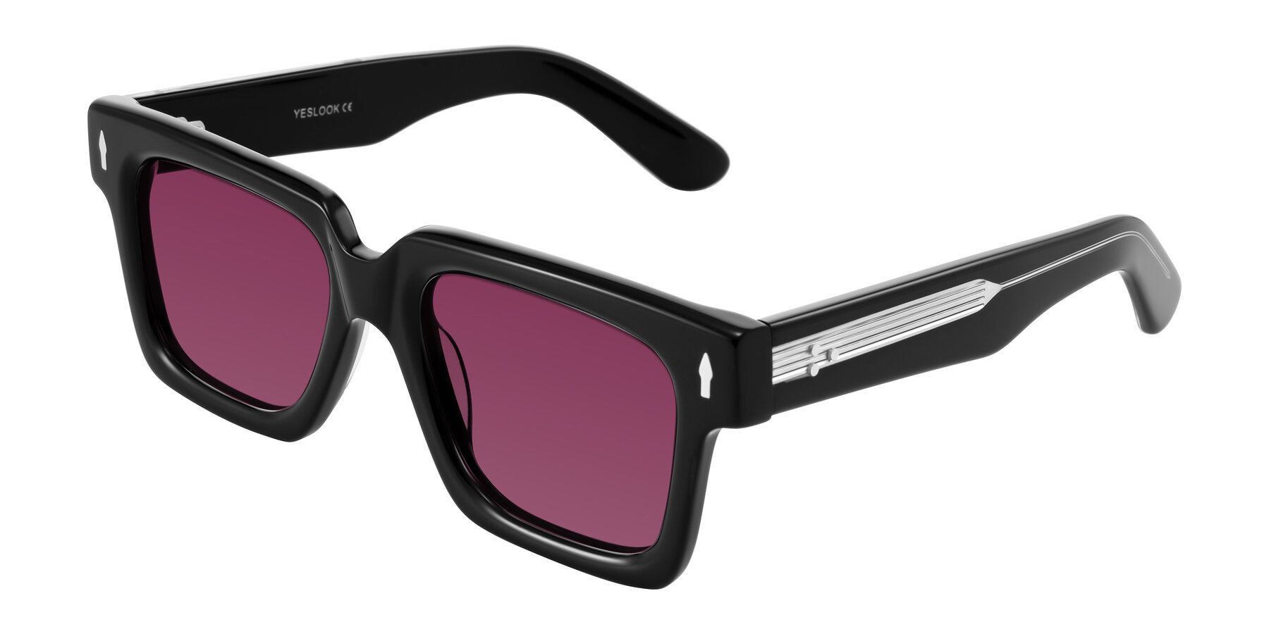 Angle of Phamn in Black with Wine Tinted Lenses