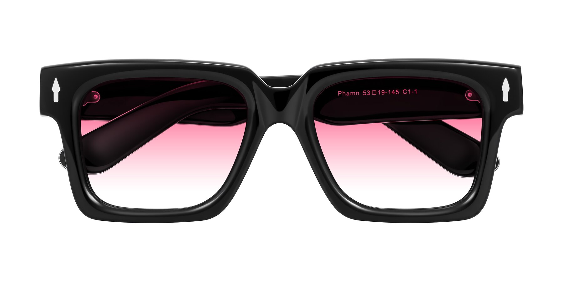 Folded Front of Phamn in Black with Pink Gradient Lenses