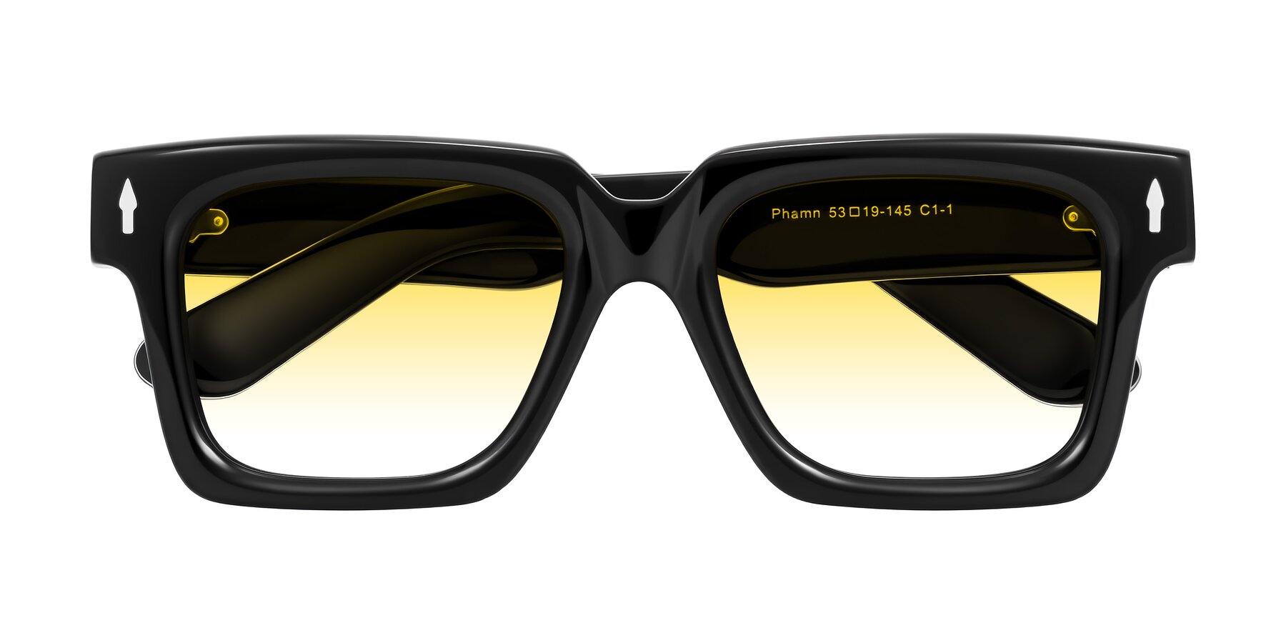 Folded Front of Phamn in Black with Yellow Gradient Lenses