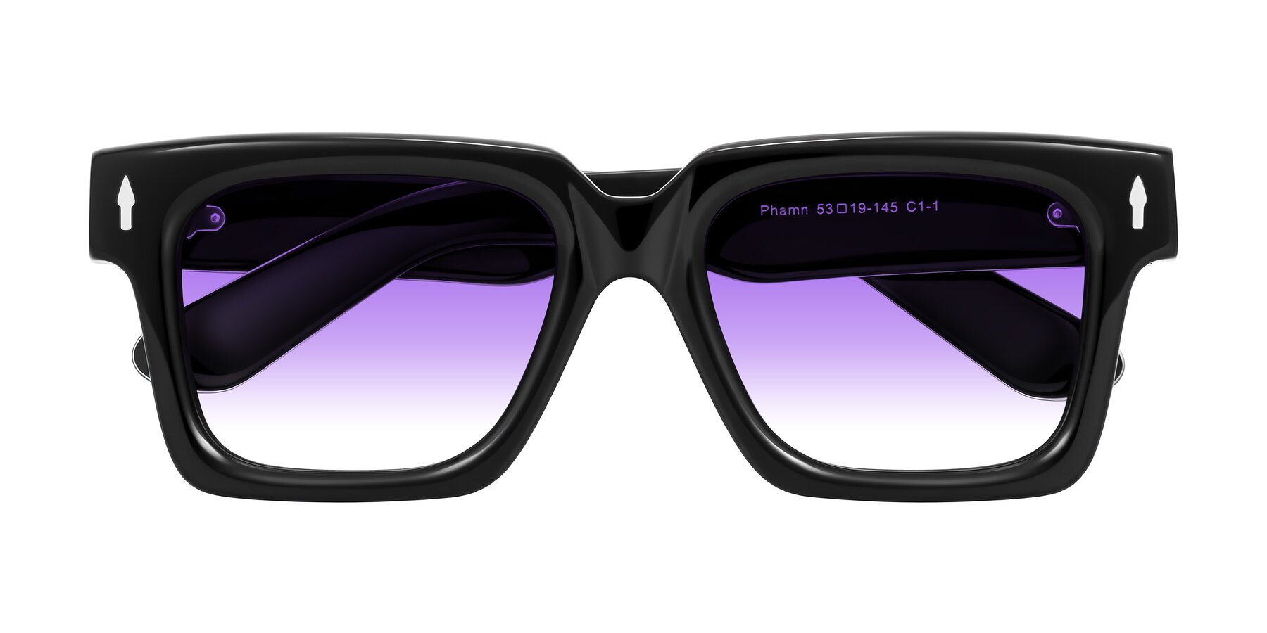 Folded Front of Phamn in Black with Purple Gradient Lenses