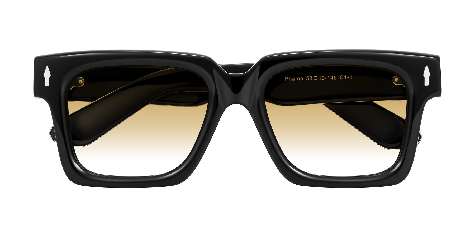 Folded Front of Phamn in Black with Champagne Gradient Lenses