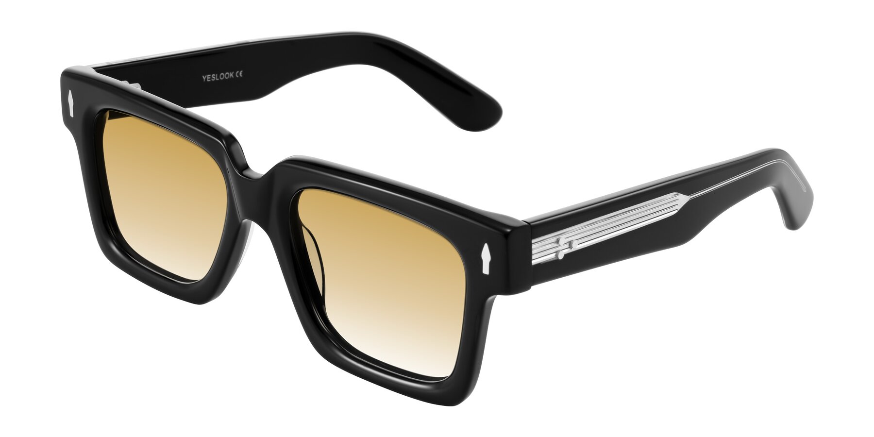 Angle of Phamn in Black with Champagne Gradient Lenses
