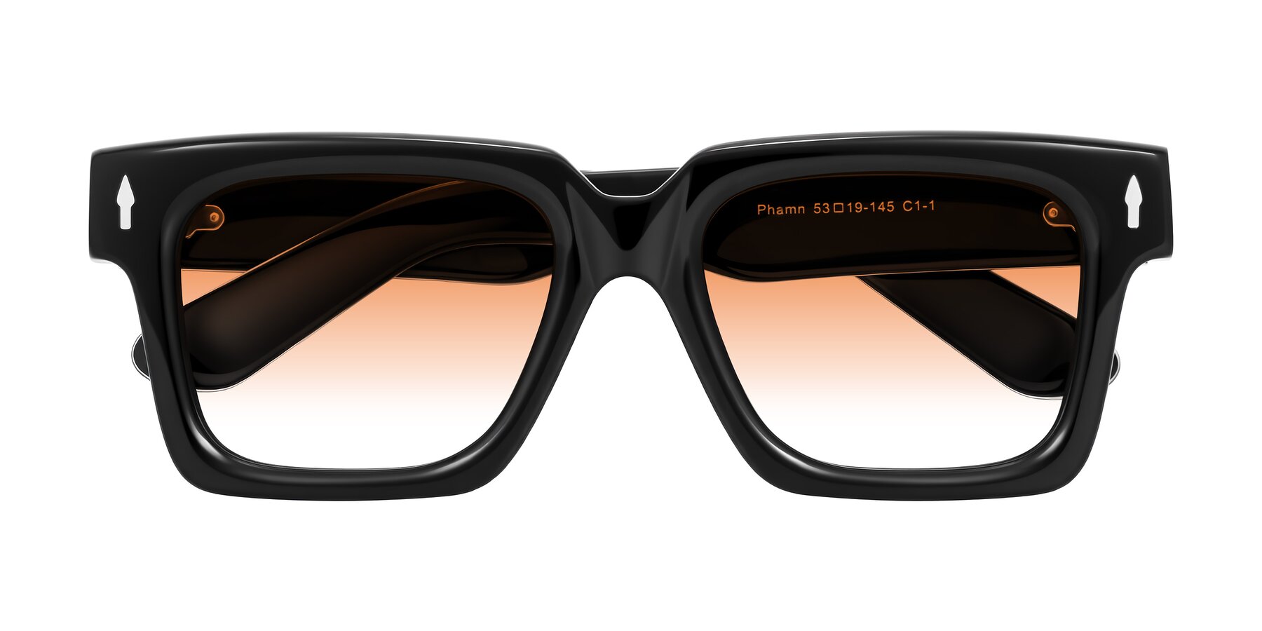 Folded Front of Phamn in Black with Orange Gradient Lenses