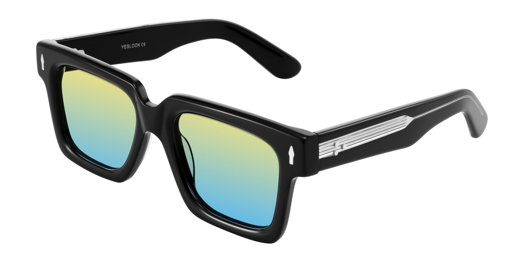 Angle of Phamn in Black with Yellow / Blue Gradient Lenses