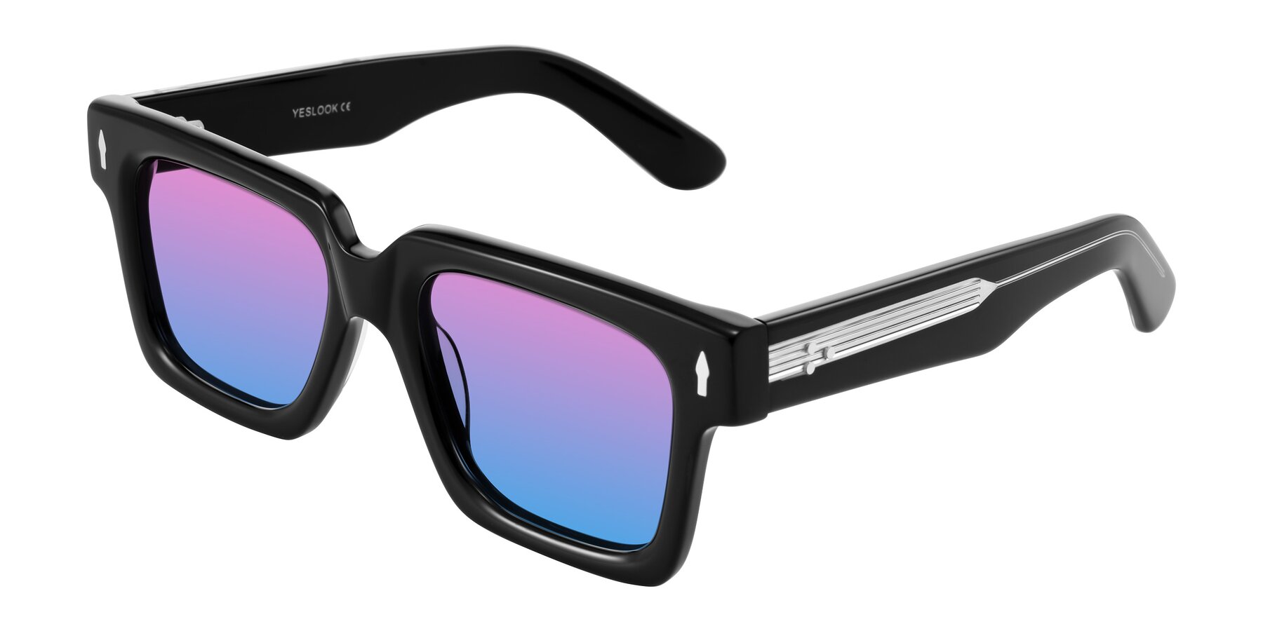 Angle of Phamn in Black with Pink / Blue Gradient Lenses