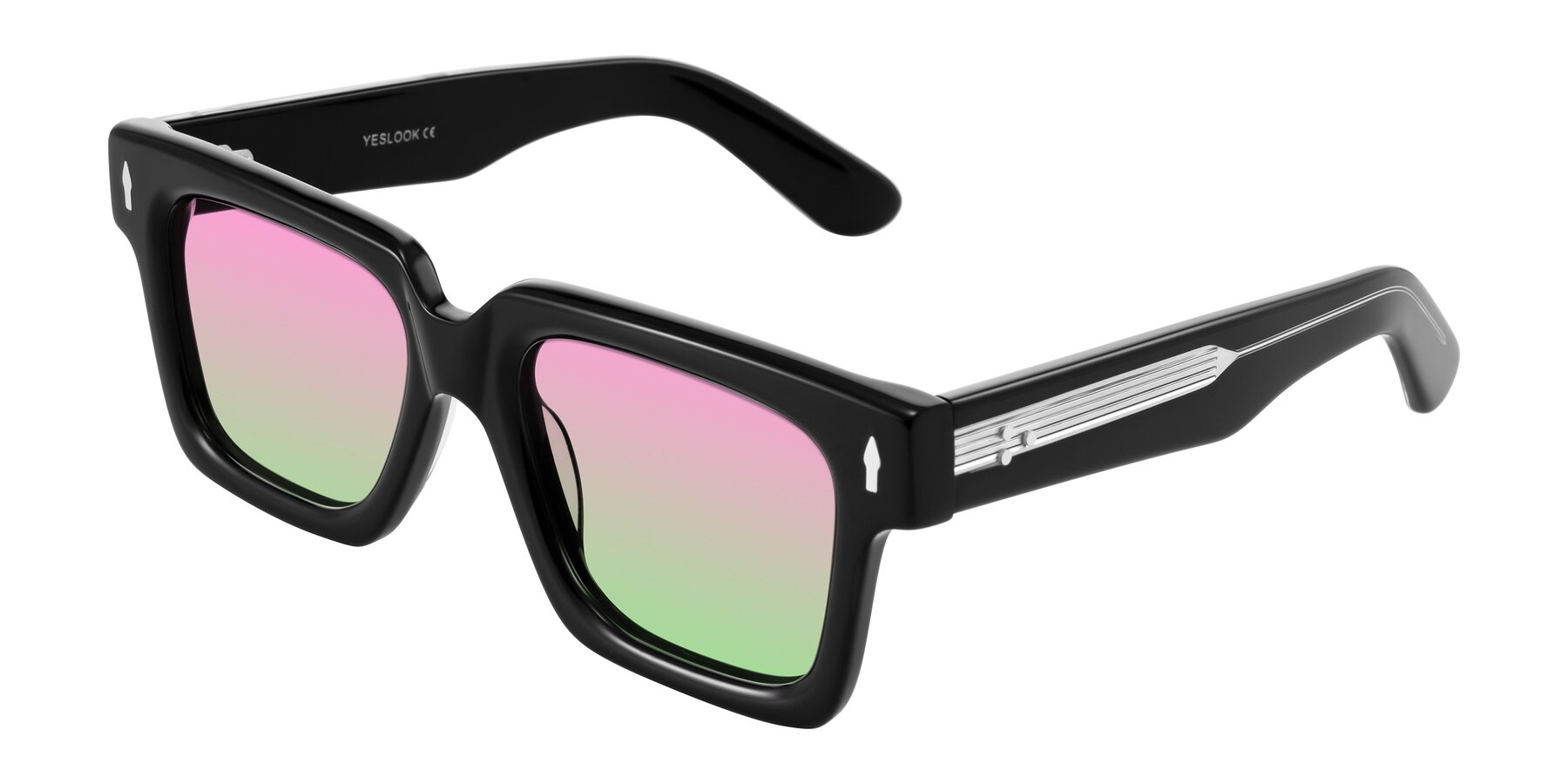 Angle of Phamn in Black with Pink / Green Gradient Lenses