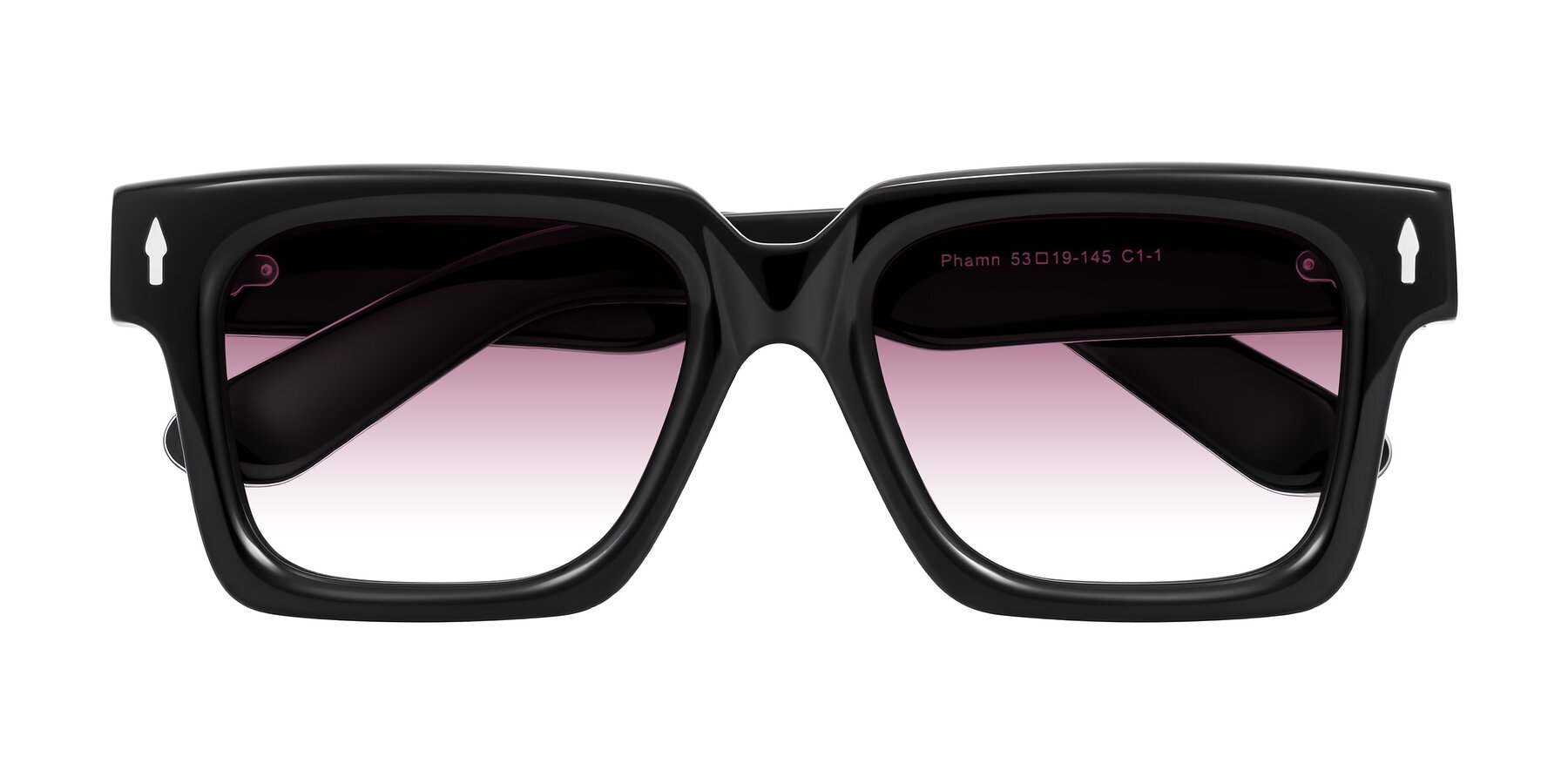 Folded Front of Phamn in Black with Wine Gradient Lenses