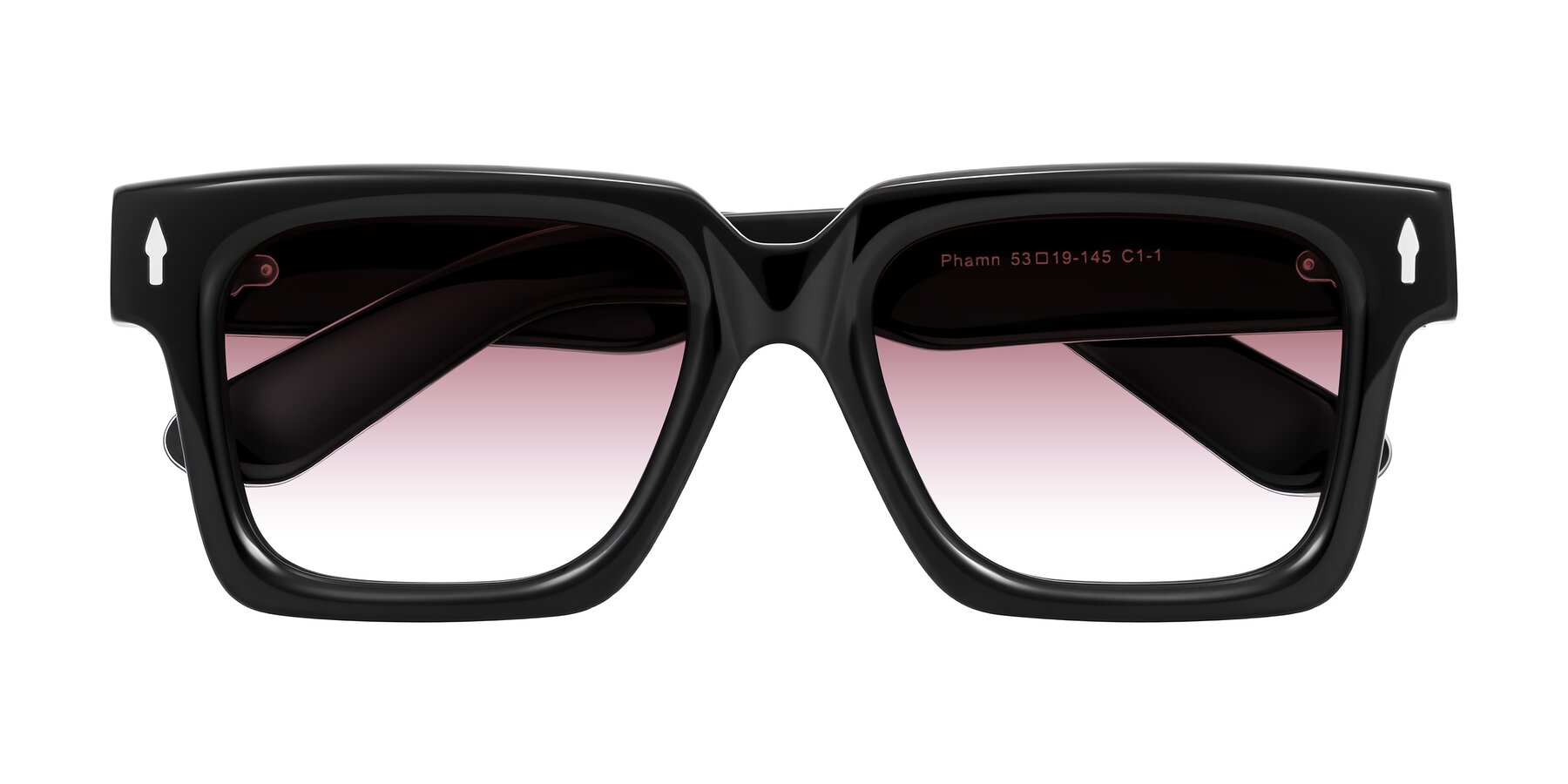 Folded Front of Phamn in Black with Garnet Gradient Lenses