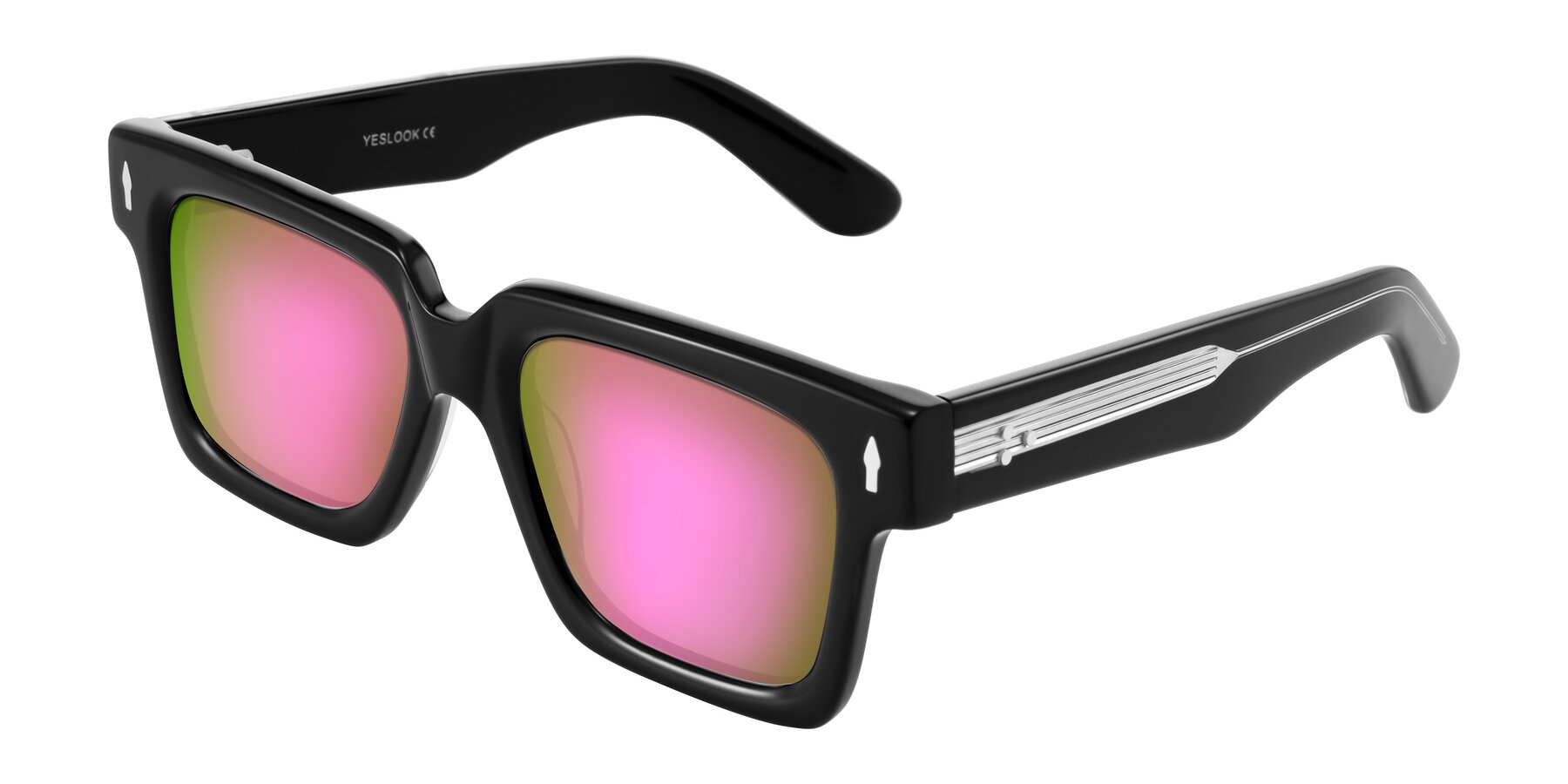 Angle of Phamn in Black with Pink Mirrored Lenses