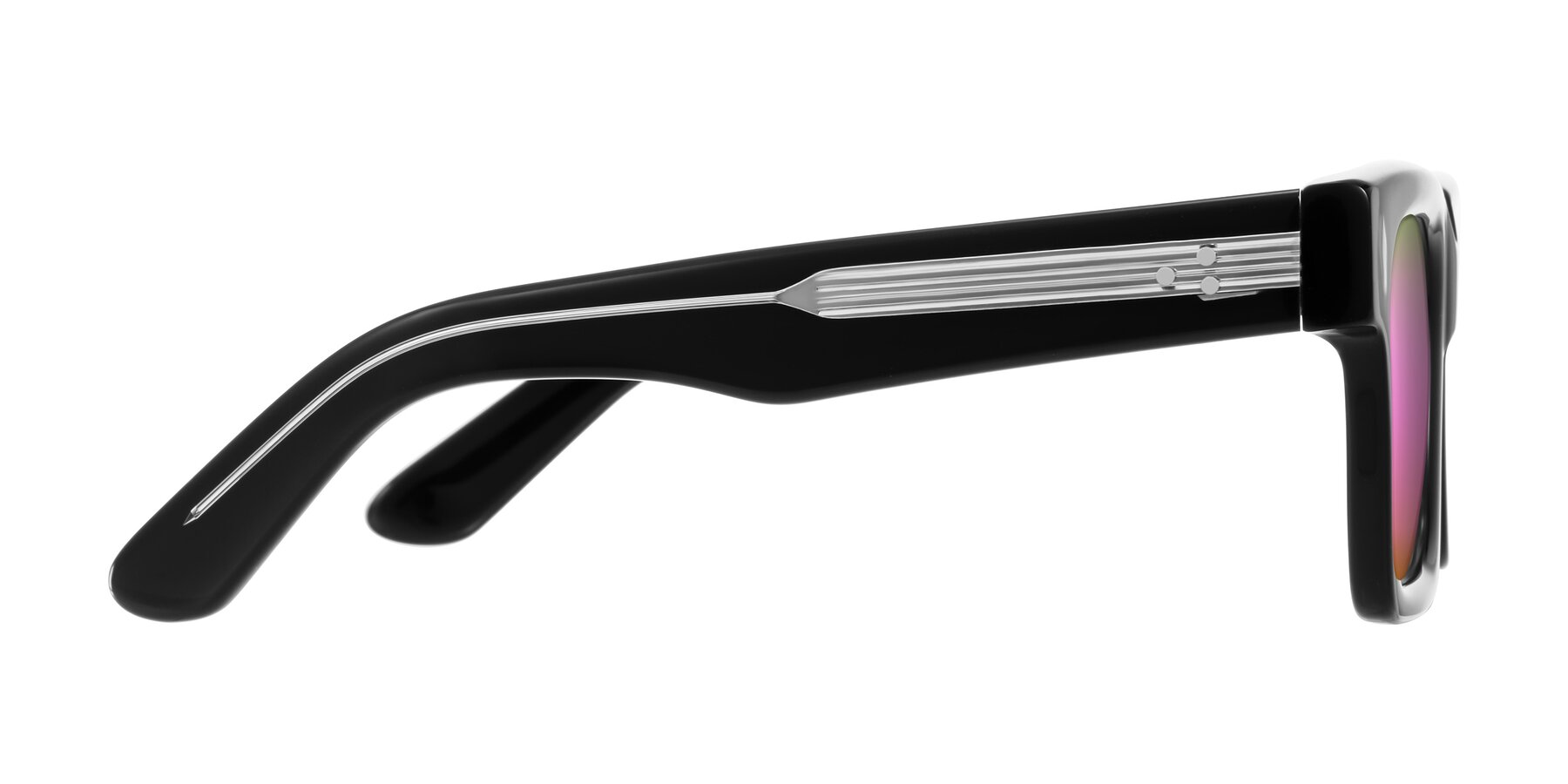 Side of Phamn in Black with Pink Mirrored Lenses