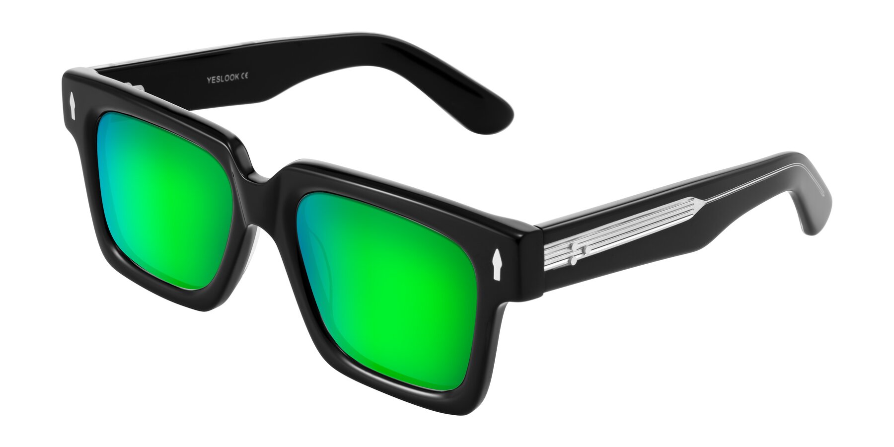 Angle of Phamn in Black with Green Mirrored Lenses