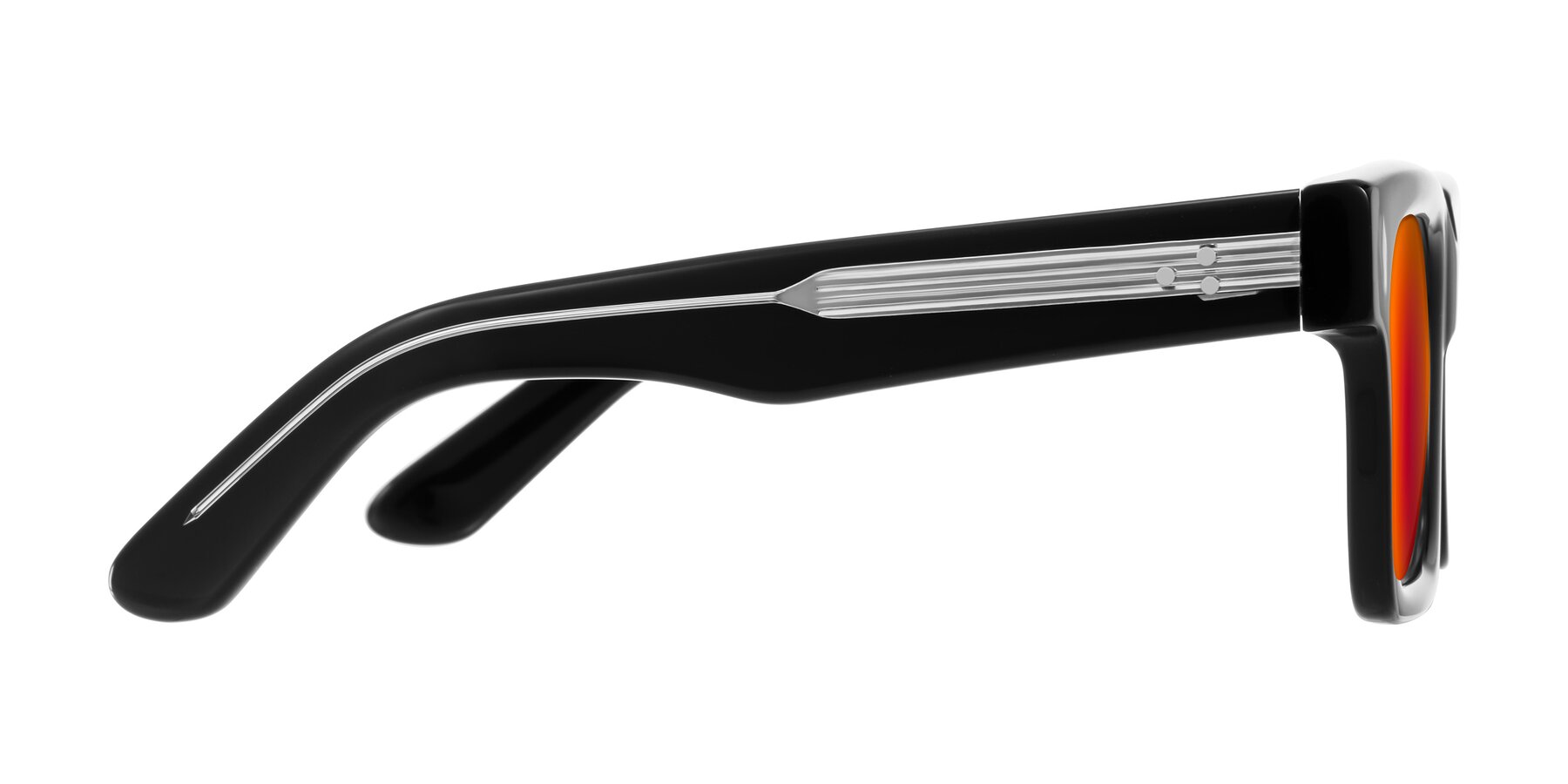 Side of Phamn in Black with Red Gold Mirrored Lenses