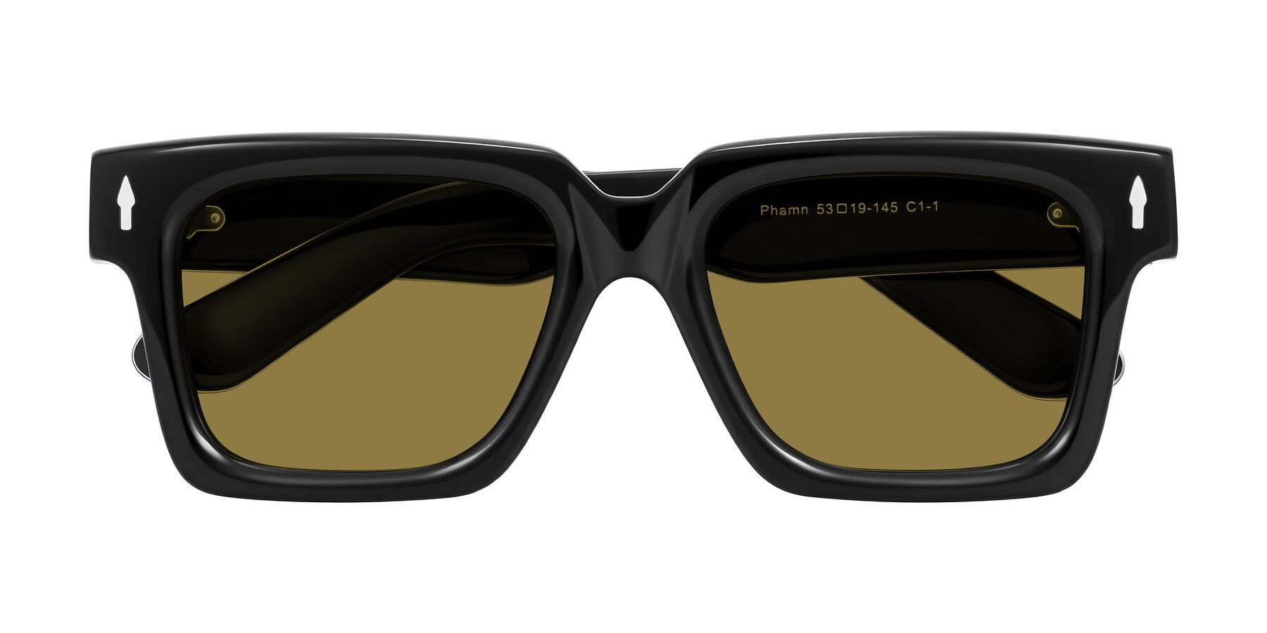 Folded Front of Phamn in Black with Brown Polarized Lenses