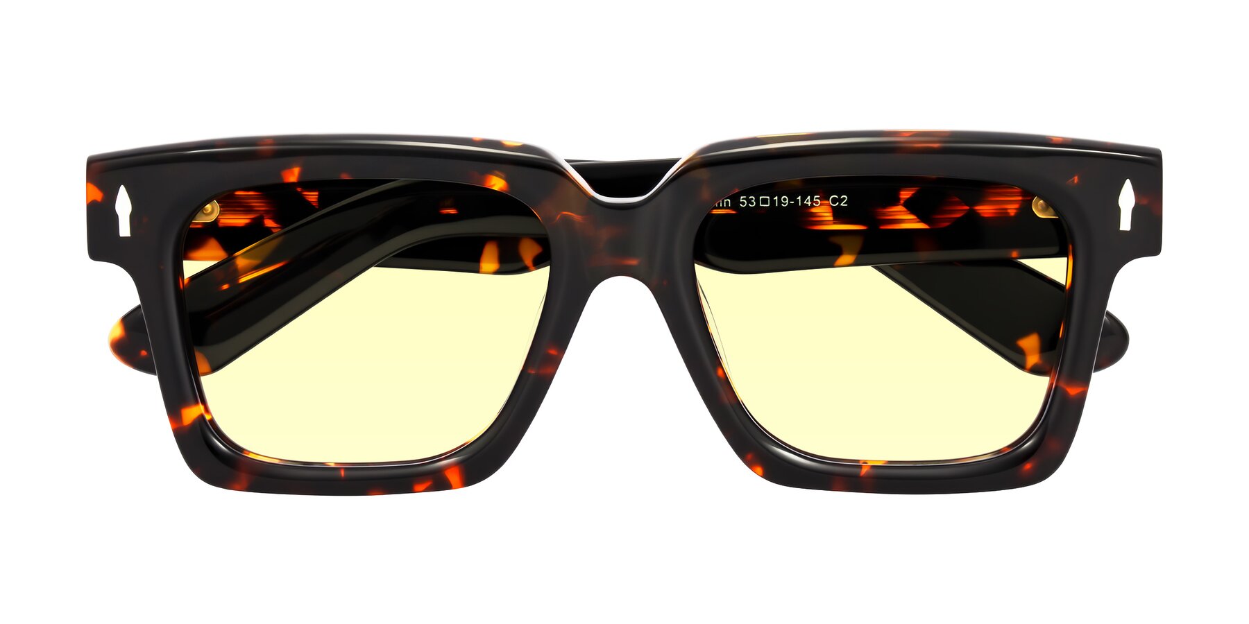 Folded Front of Phamn in Tortoise with Light Yellow Tinted Lenses