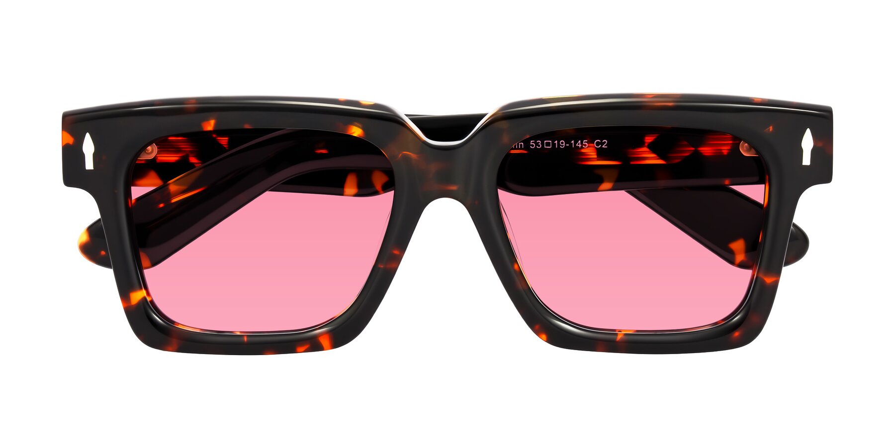 Folded Front of Phamn in Tortoise with Pink Tinted Lenses