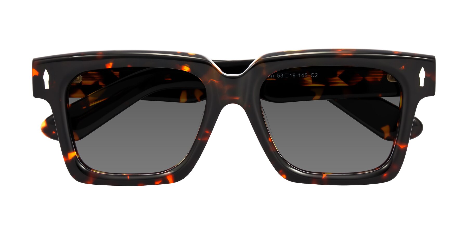 Folded Front of Phamn in Tortoise with Medium Gray Tinted Lenses
