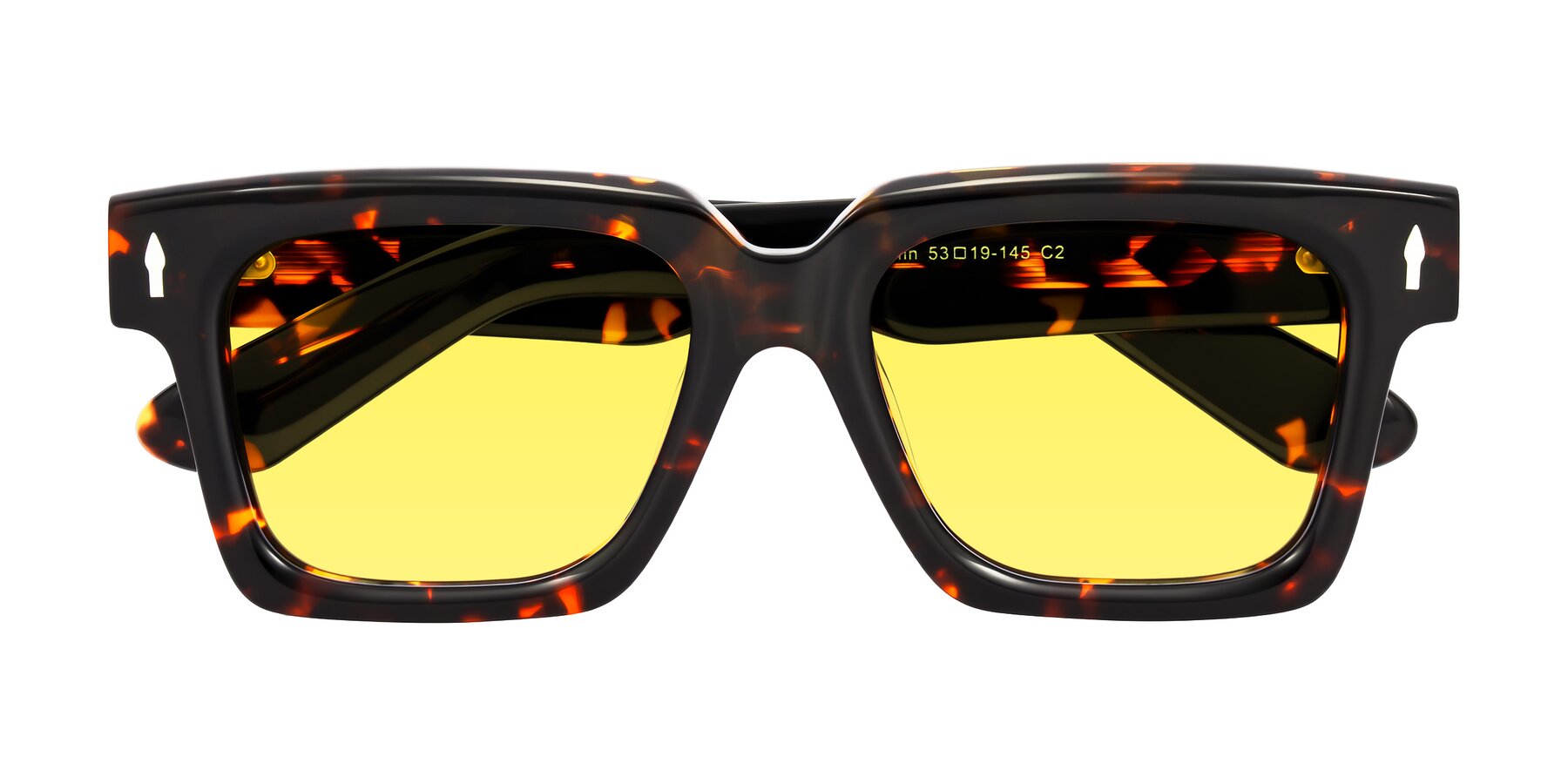 Folded Front of Phamn in Tortoise with Medium Yellow Tinted Lenses