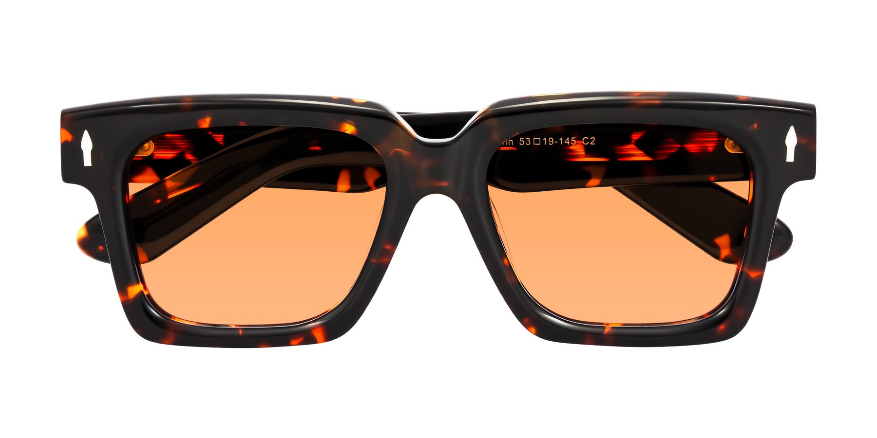 Folded Front of Phamn in Tortoise with Medium Orange Tinted Lenses