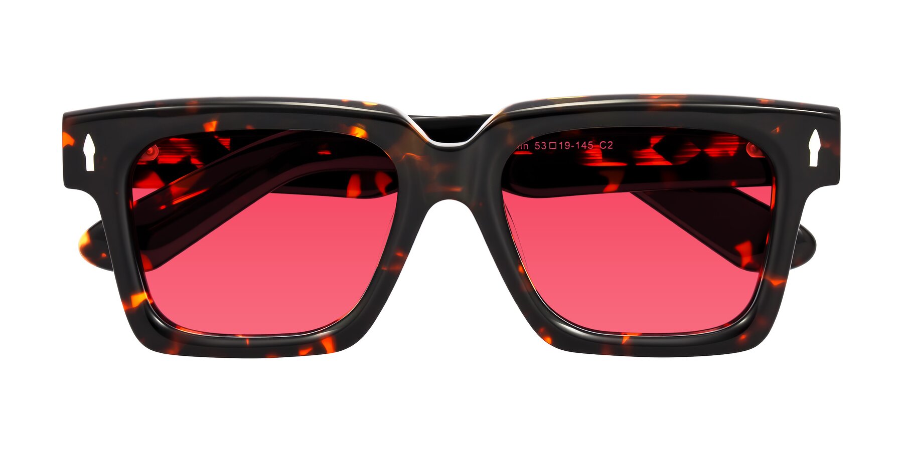 Folded Front of Phamn in Tortoise with Red Tinted Lenses