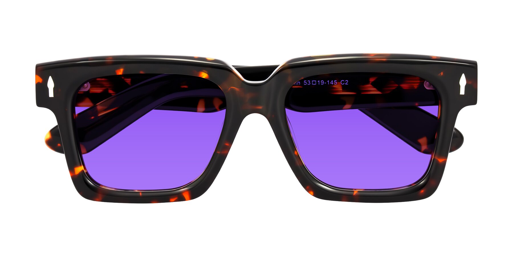 Folded Front of Phamn in Tortoise with Purple Tinted Lenses