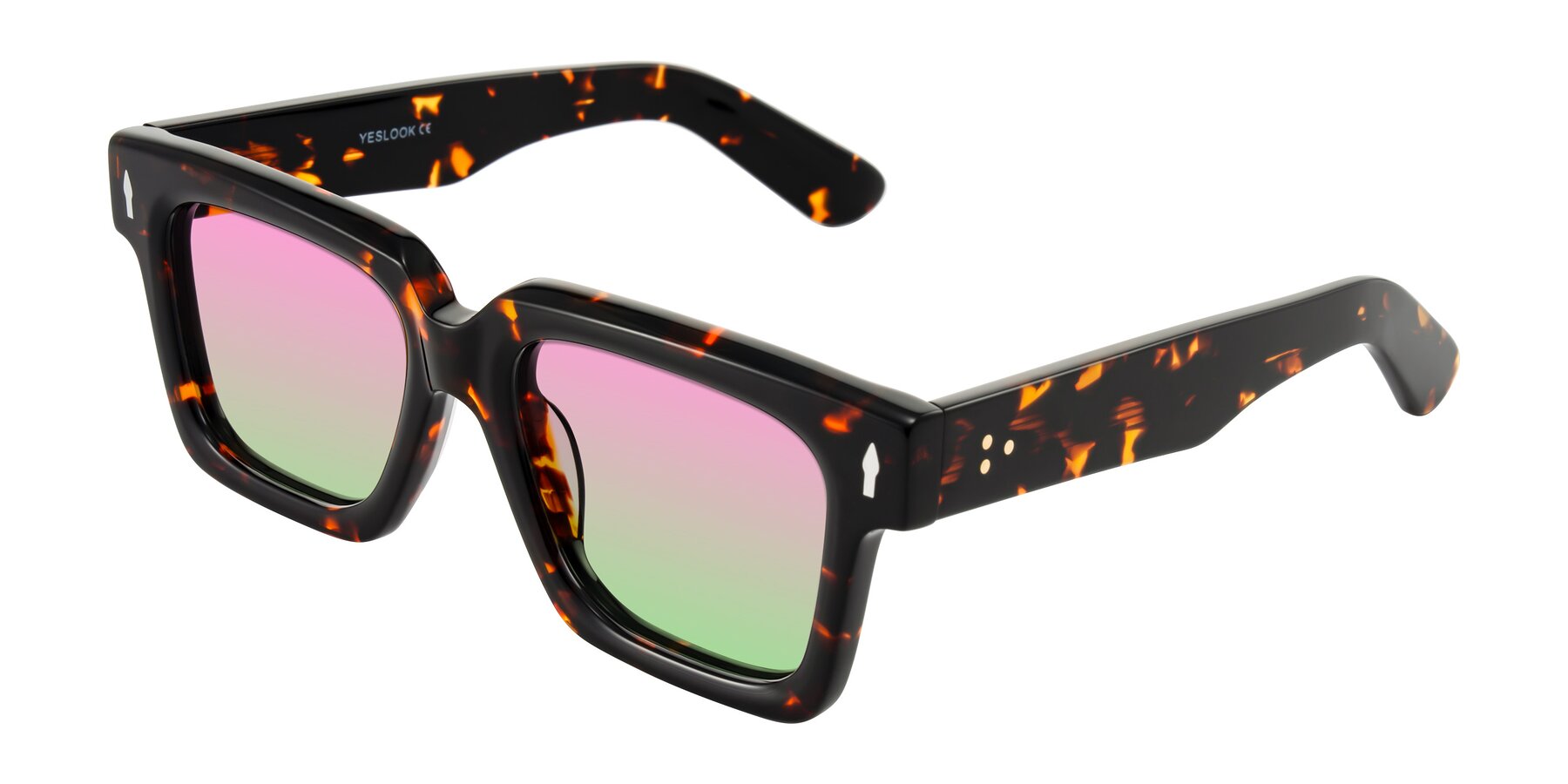 Angle of Phamn in Tortoise with Pink / Green Gradient Lenses