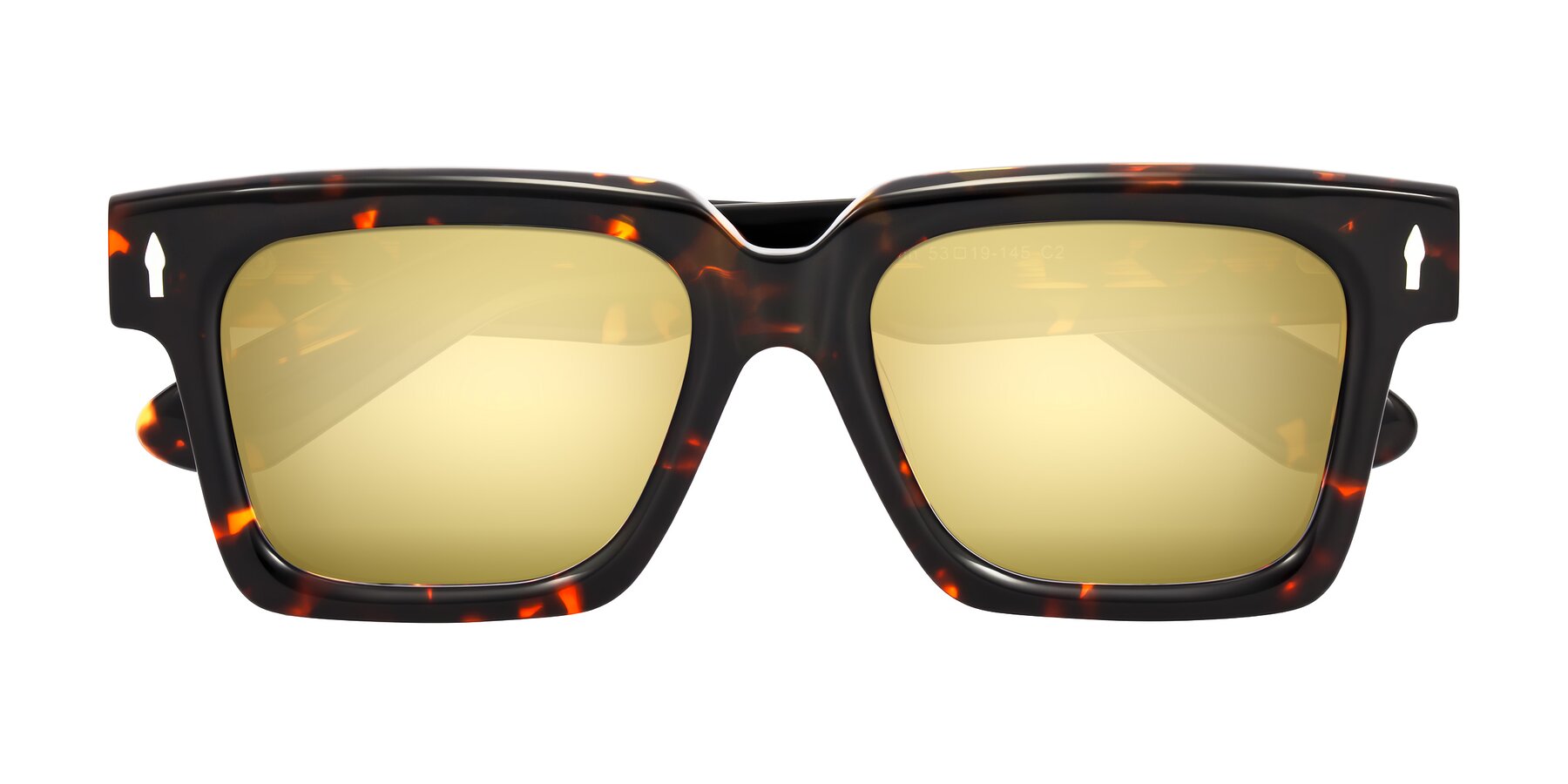 Folded Front of Phamn in Tortoise with Gold Mirrored Lenses