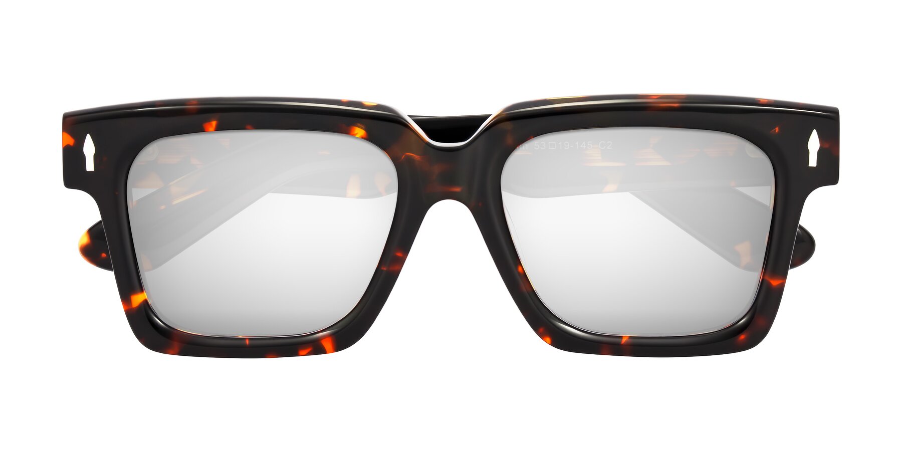Folded Front of Phamn in Tortoise with Silver Mirrored Lenses