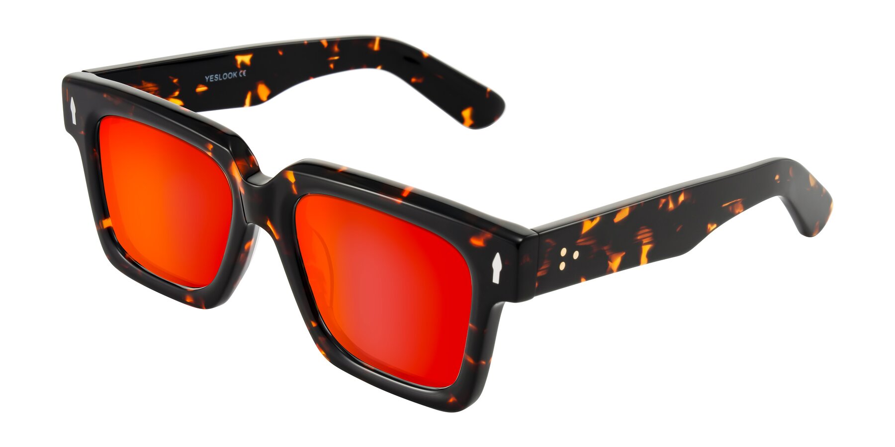Angle of Phamn in Tortoise with Red Gold Mirrored Lenses