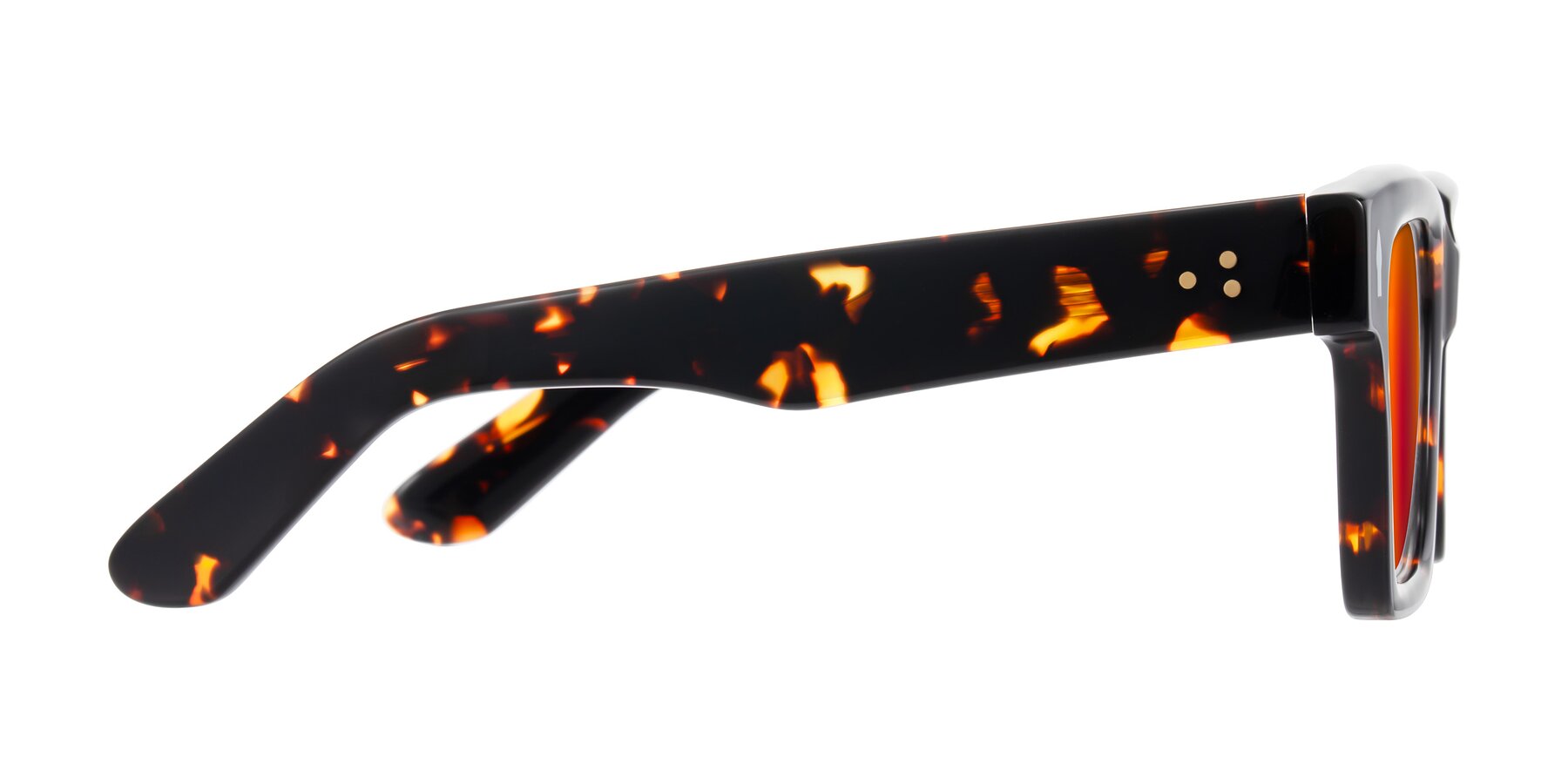 Side of Phamn in Tortoise with Red Gold Mirrored Lenses