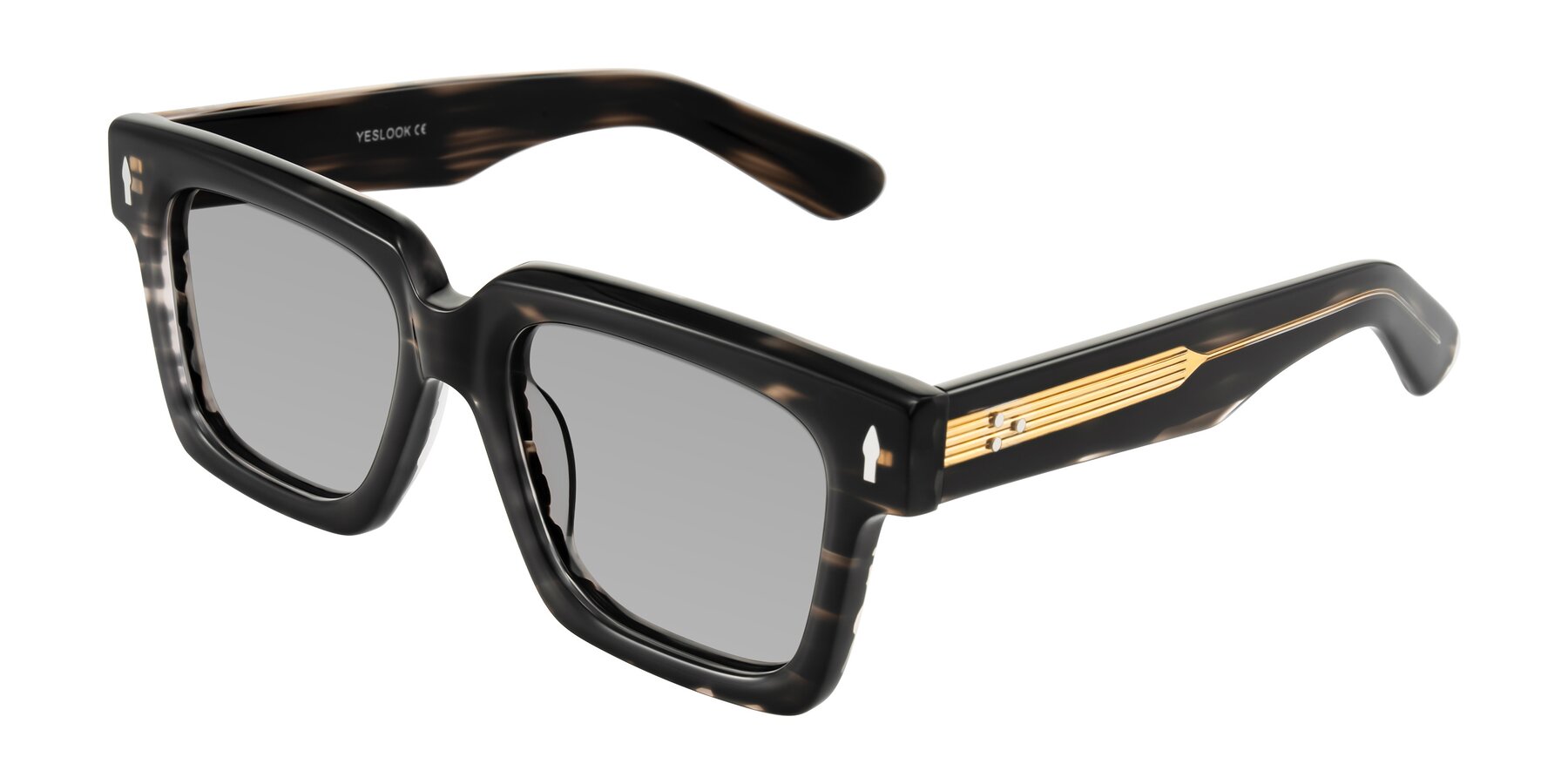 Angle of Phamn in Dark Gray Striped with Light Gray Tinted Lenses