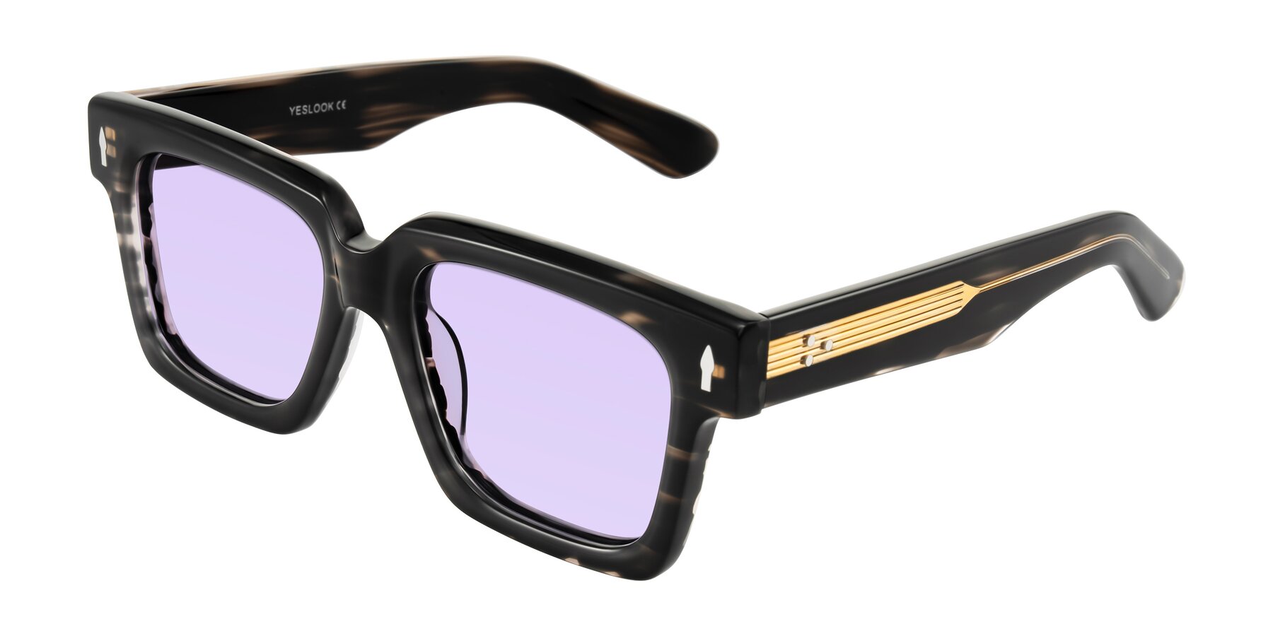 Angle of Phamn in Dark Gray Striped with Light Purple Tinted Lenses