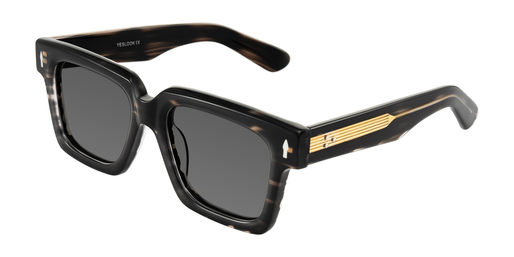 Angle of Phamn in Dark Gray Striped with Medium Gray Tinted Lenses