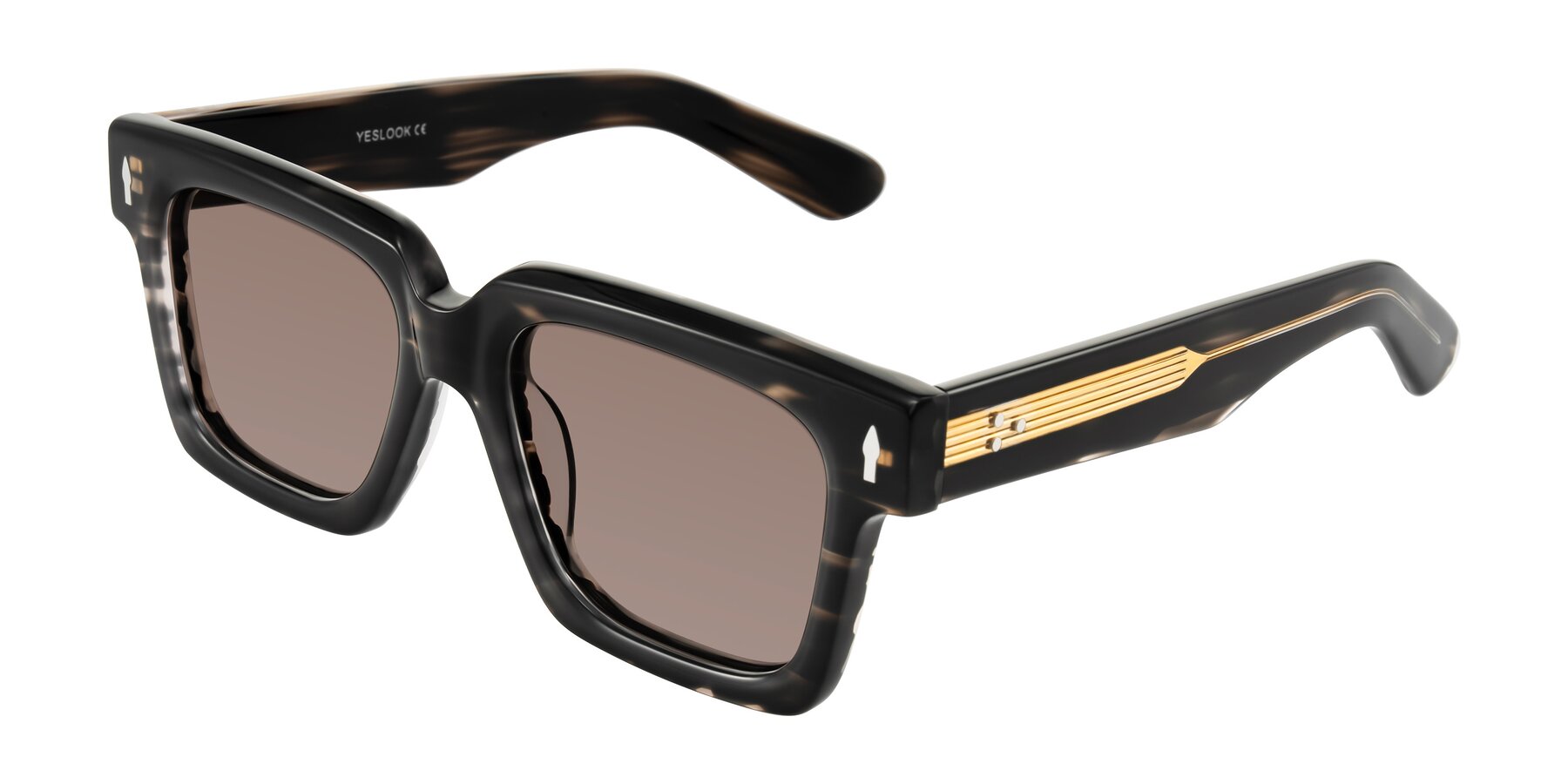 Angle of Phamn in Dark Gray Striped with Medium Brown Tinted Lenses