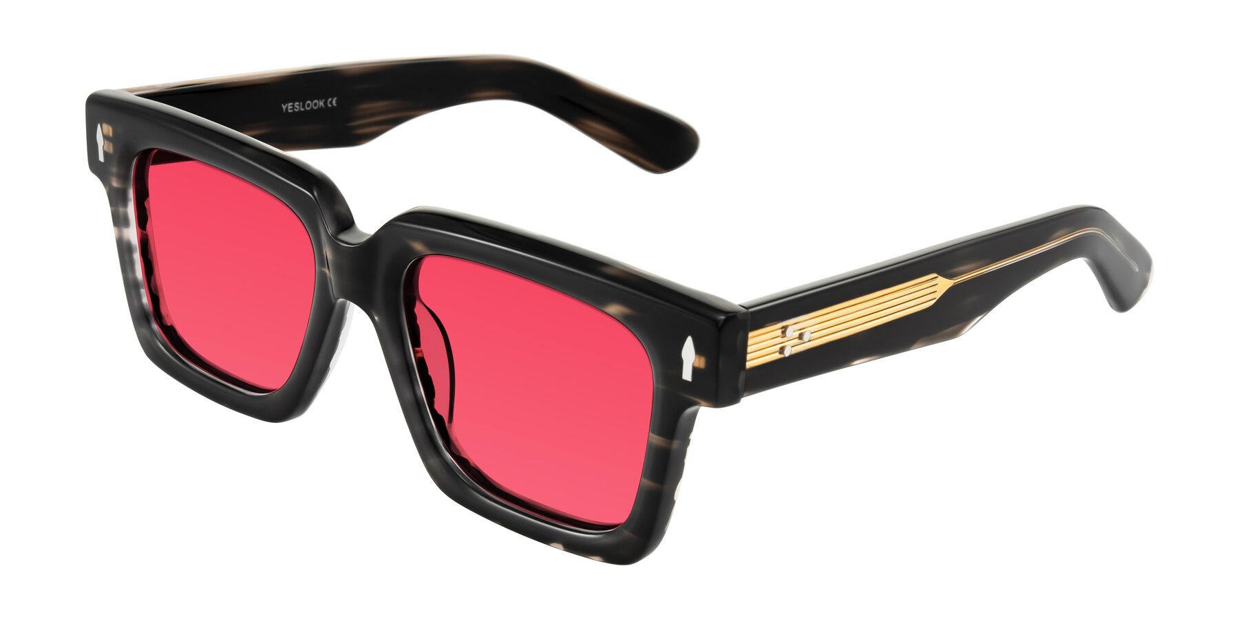 Angle of Phamn in Dark Gray Striped with Red Tinted Lenses