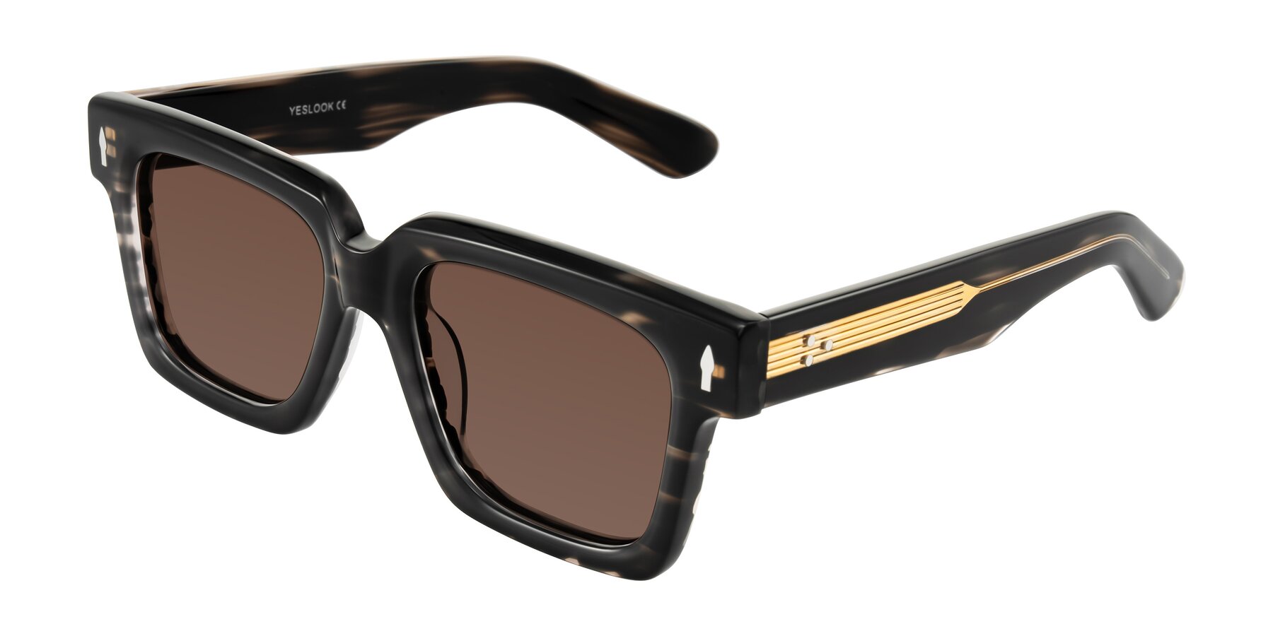 Angle of Phamn in Dark Gray Striped with Brown Tinted Lenses