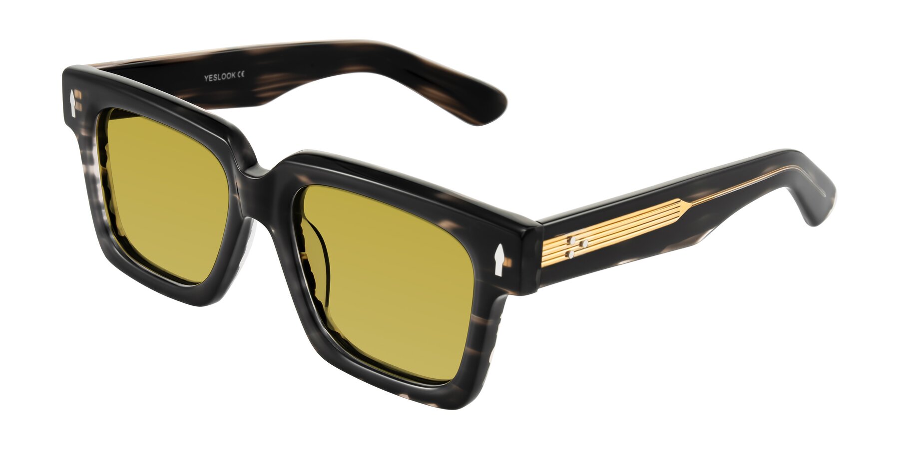 Angle of Phamn in Dark Gray Striped with Champagne Tinted Lenses