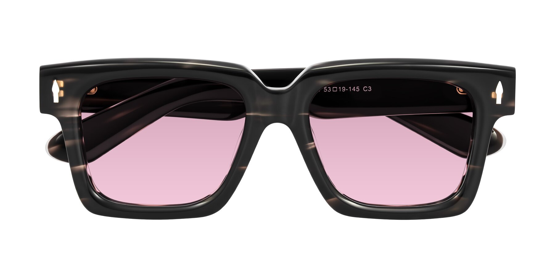 Folded Front of Phamn in Dark Gray Striped with Light Wine Tinted Lenses