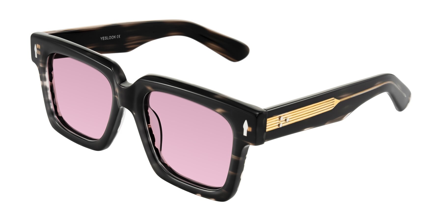 Angle of Phamn in Dark Gray Striped with Light Wine Tinted Lenses