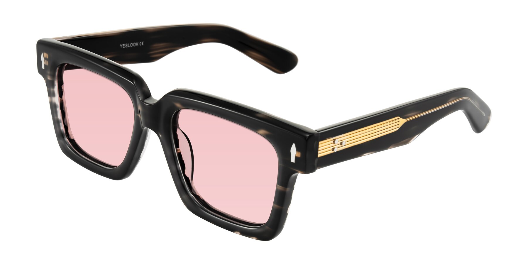Angle of Phamn in Dark Gray Striped with Light Garnet Tinted Lenses