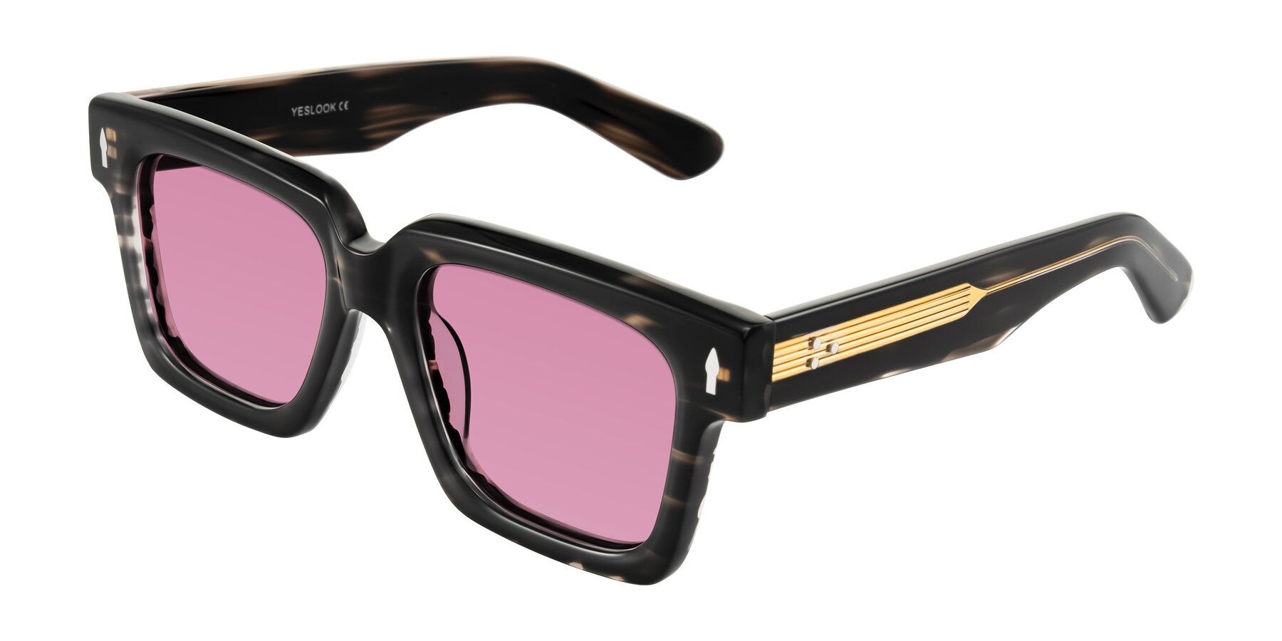 Angle of Phamn in Dark Gray Striped with Medium Wine Tinted Lenses