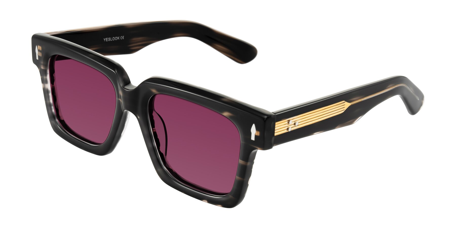 Angle of Phamn in Dark Gray Striped with Wine Tinted Lenses